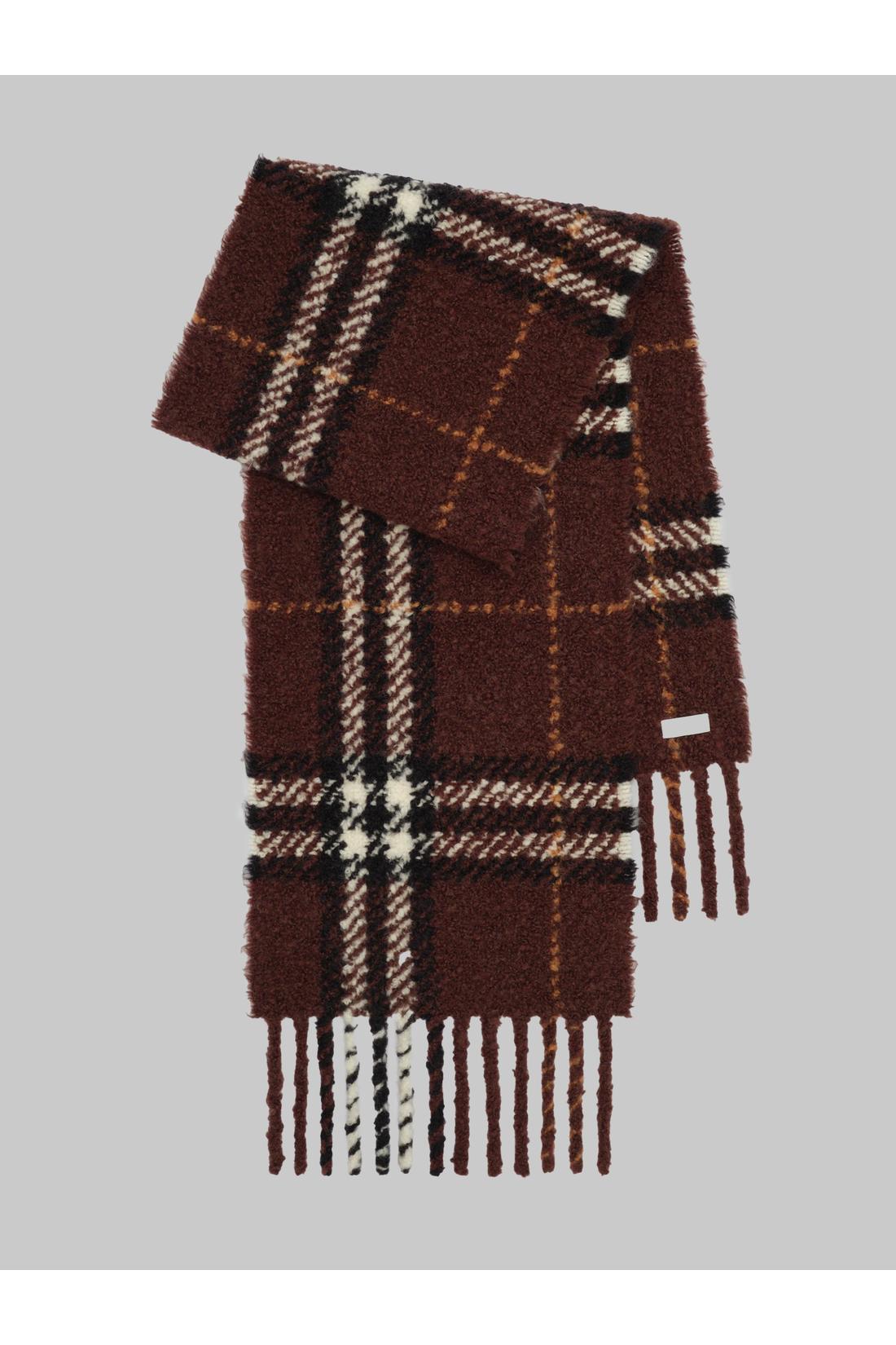 Burberry-OUTLET-SALE-Brown Check bouclé scarf-ARCHIVIST