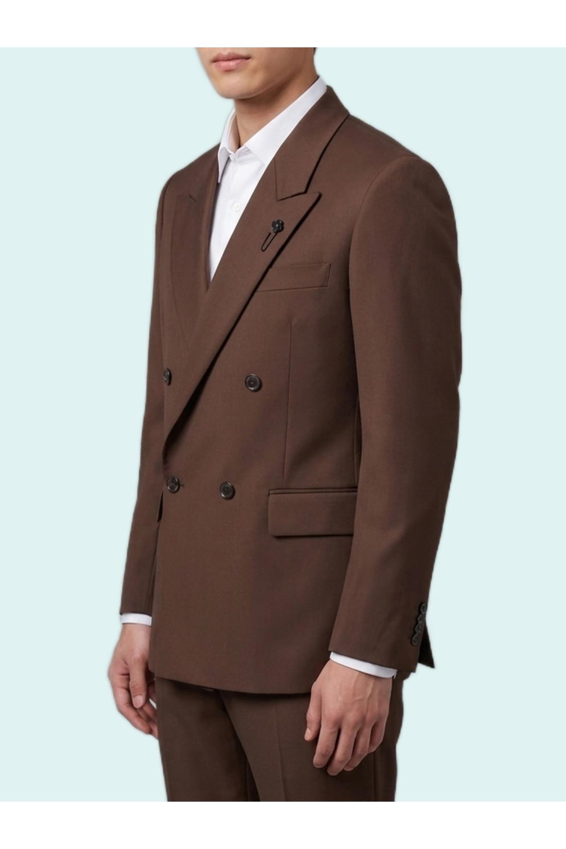 Lardini-OUTLET-SALE-Brown Feeling double-breasted jacket-ARCHIVIST