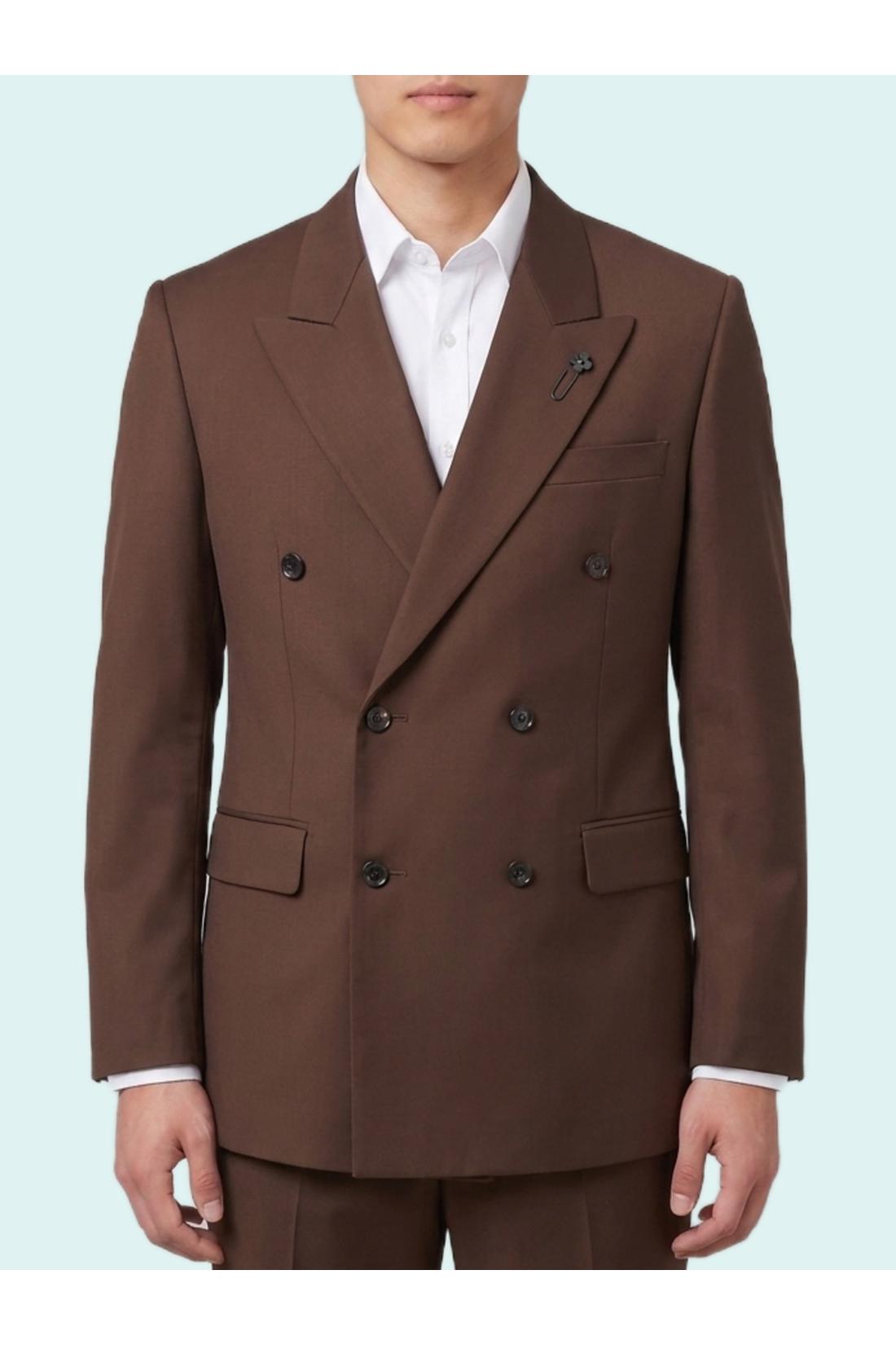 Lardini-OUTLET-SALE-Brown Feeling double-breasted jacket-ARCHIVIST