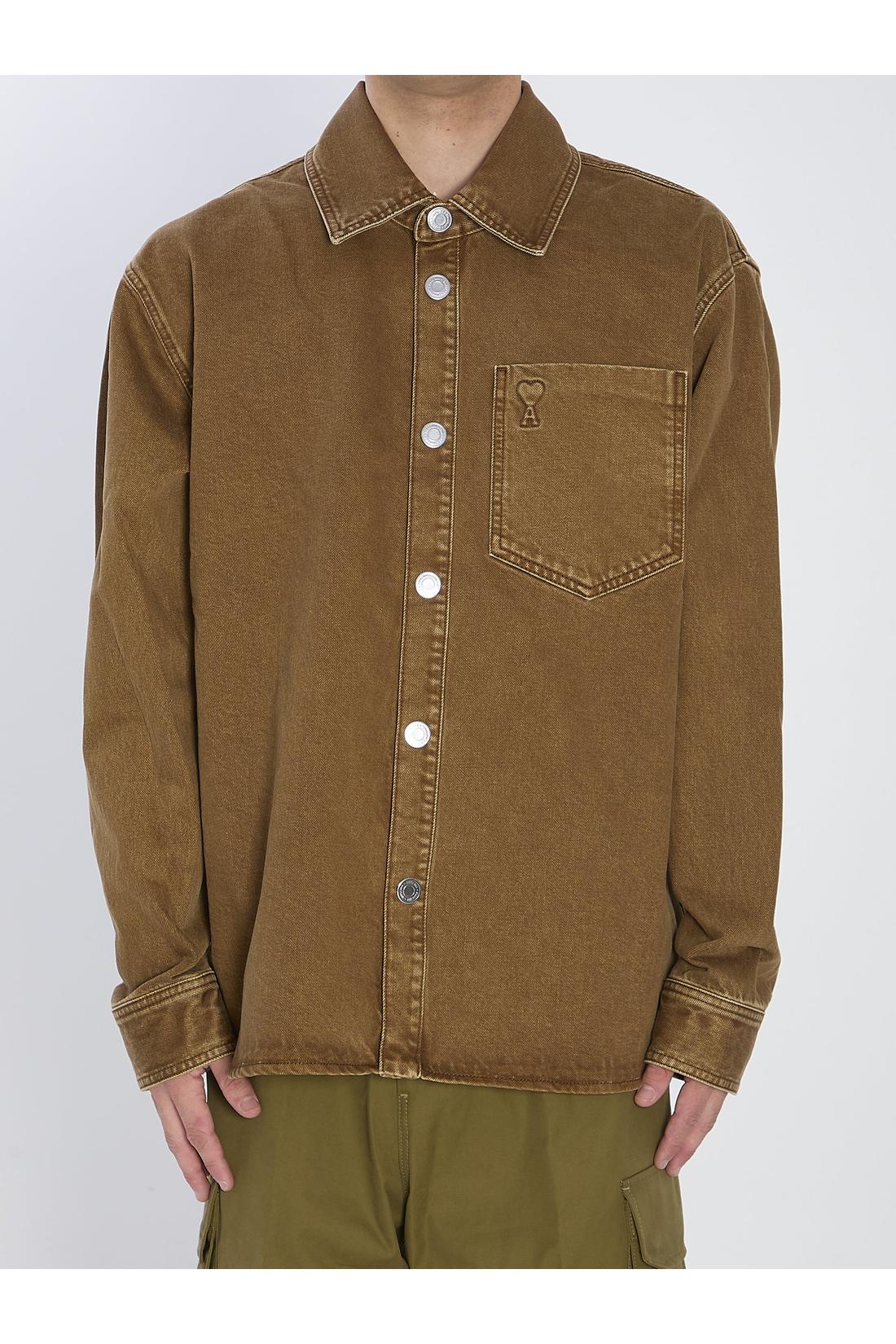 Ami Paris-OUTLET-SALE-Brown cotton overshirt-ARCHIVIST