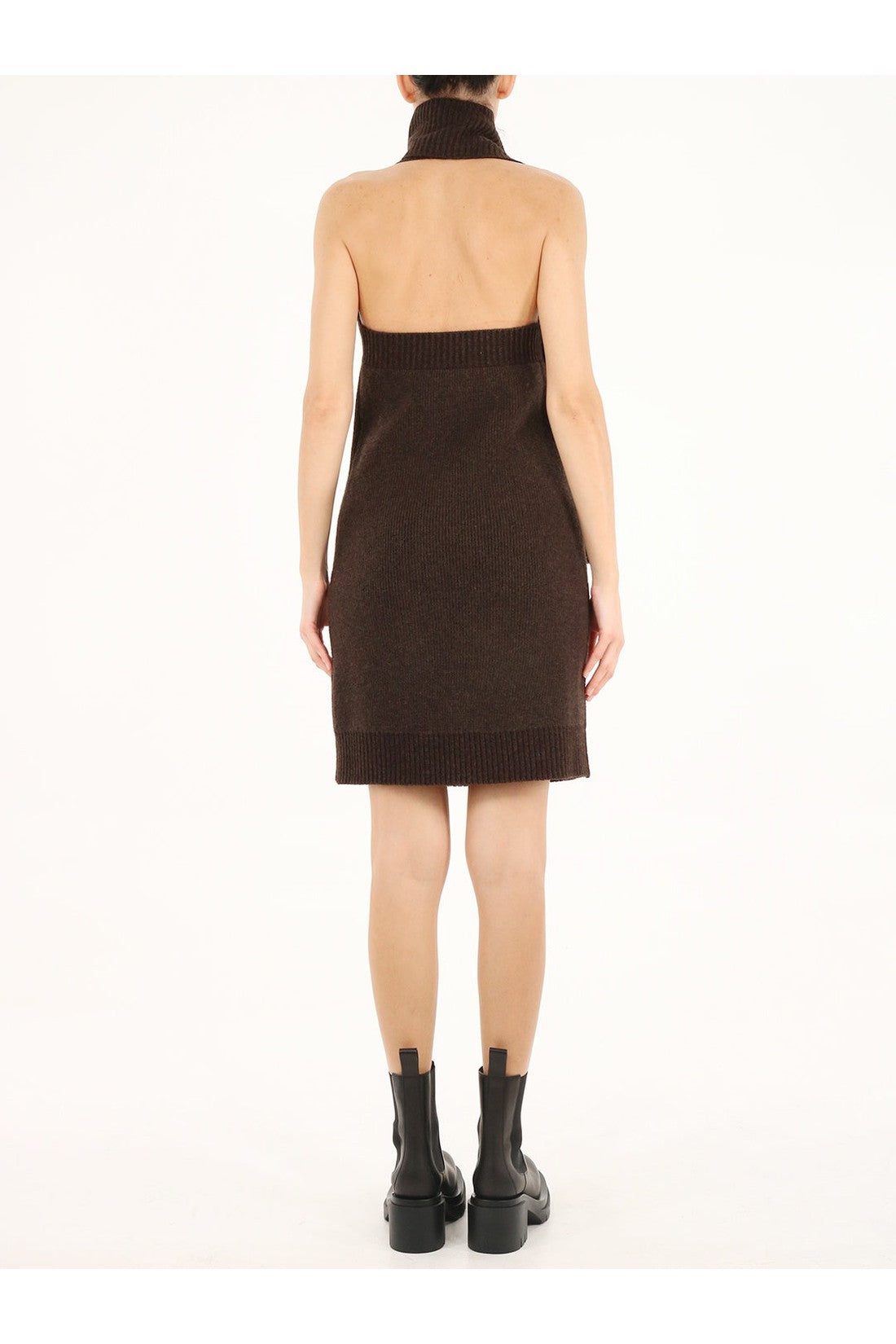 BOTTEGA VENETA-OUTLET-SALE-Brown one shoulder dress-ARCHIVIST