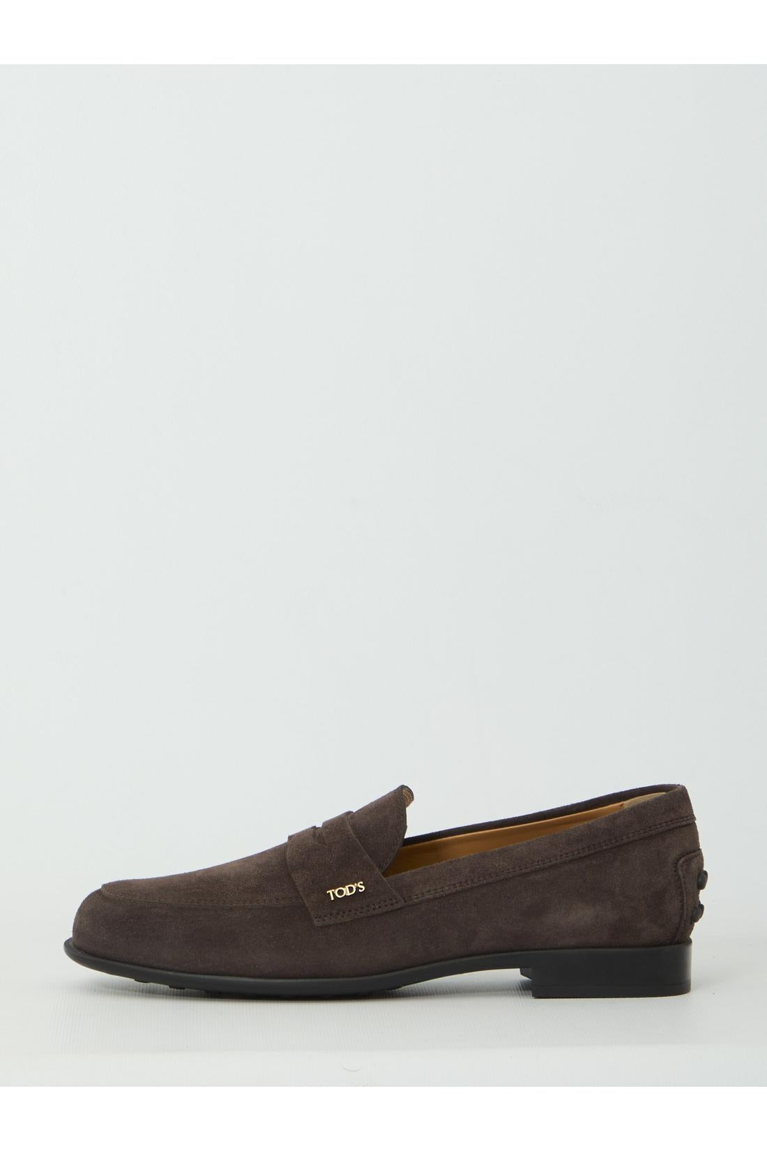 Tod'S-OUTLET-SALE-Brown suede loafers-ARCHIVIST