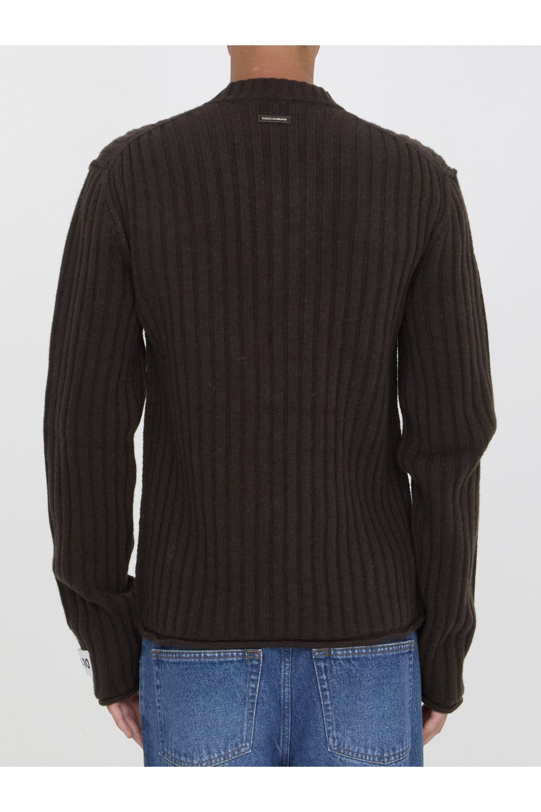 DOLCE&GABBANA-OUTLET-SALE-Brown wool sweater-ARCHIVIST