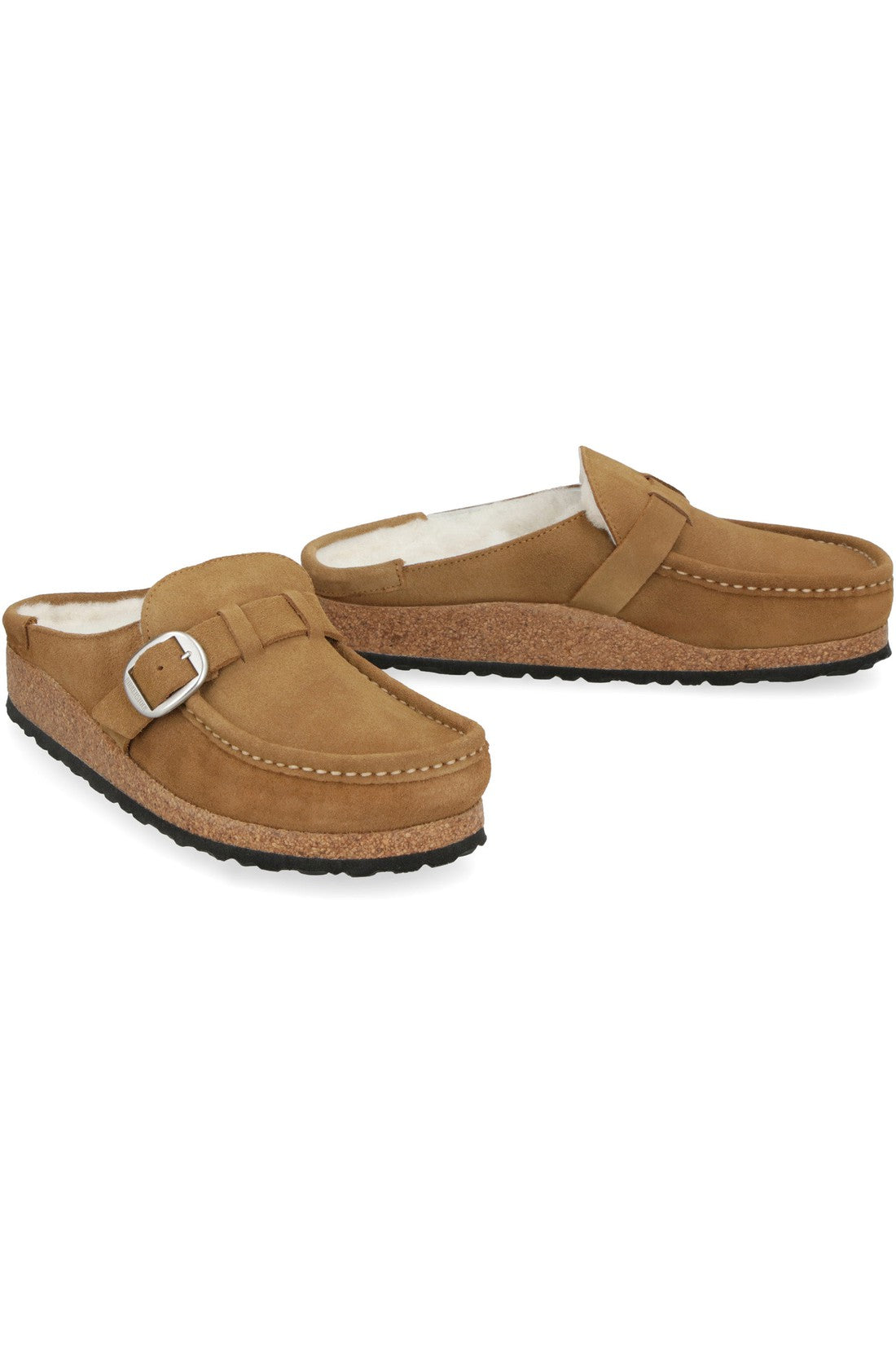 Birkenstock-OUTLET-SALE-Buckley Shearling suede and fur slippers-ARCHIVIST