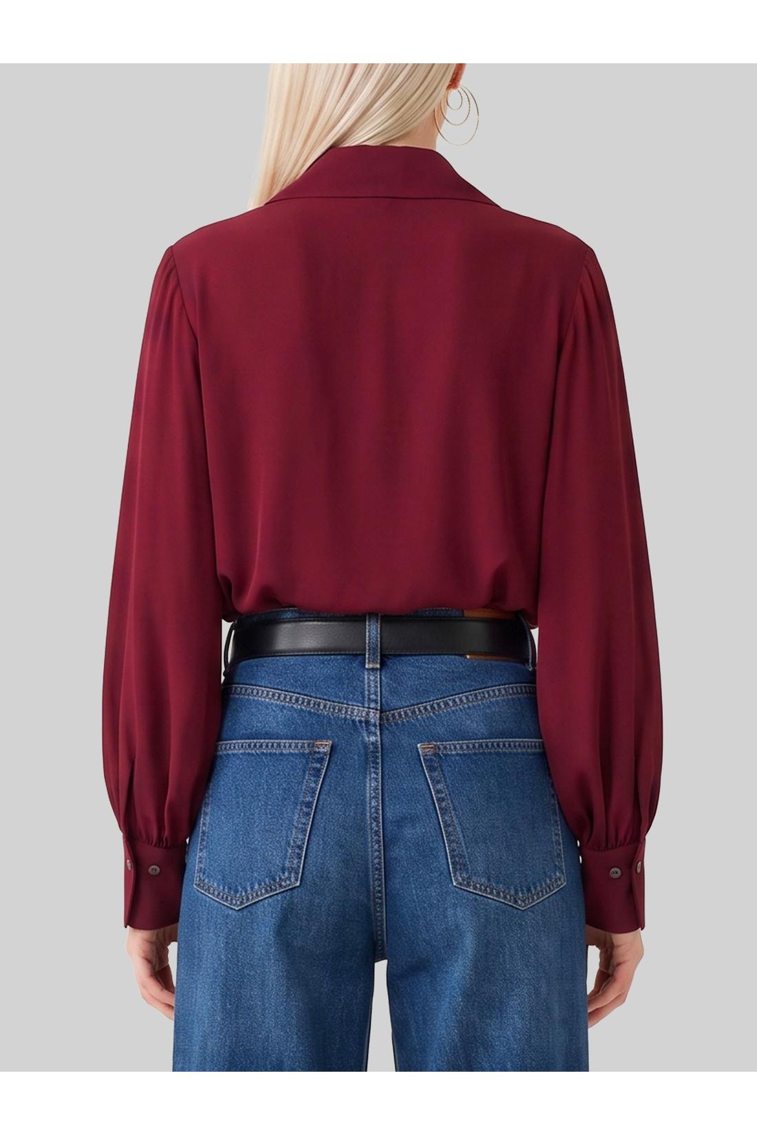 Sutton new york-OUTLET-SALE-Burgundy double georgette blouse-ARCHIVIST