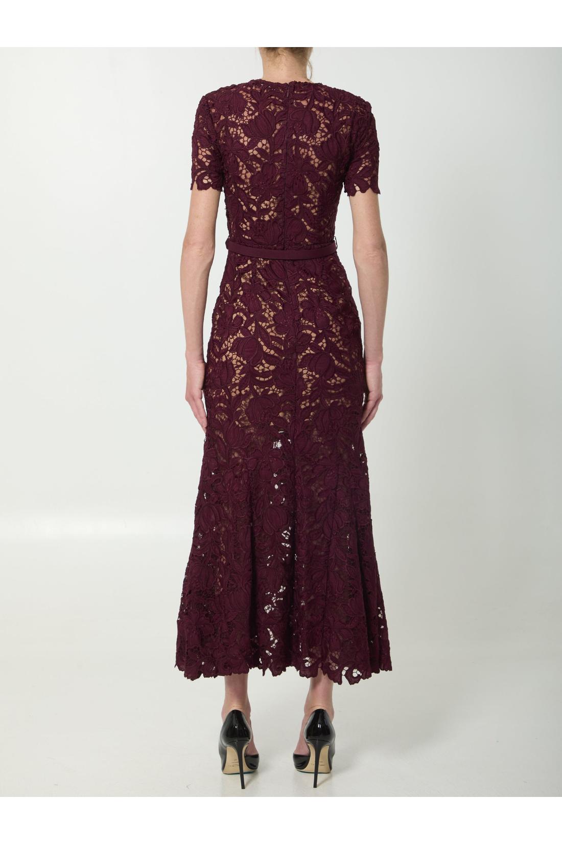 Self Portrait-OUTLET-SALE-Burgundy lace midi dress-ARCHIVIST