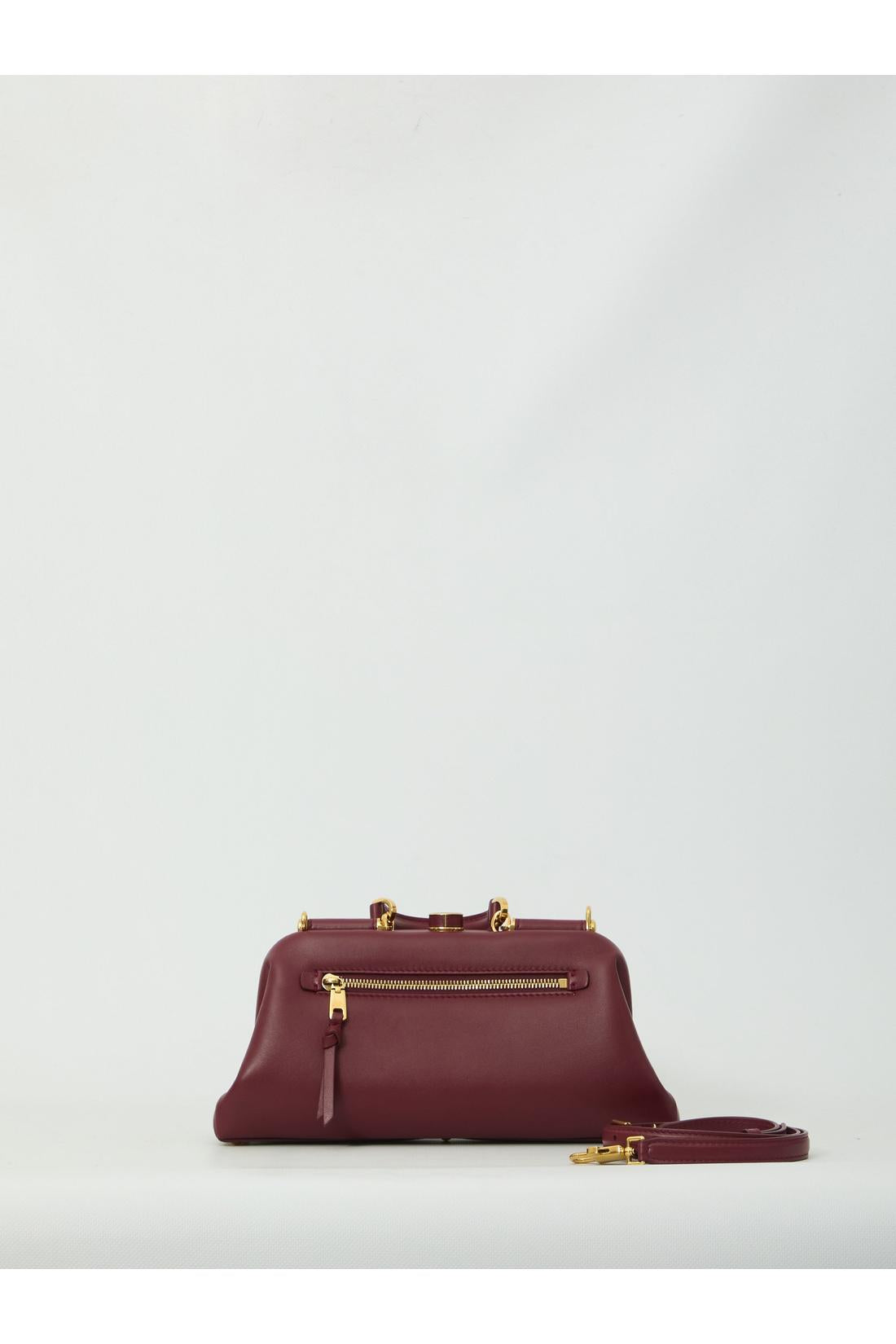 Dolce & Gabbana-OUTLET-SALE-Burgundy lambskin shoulder bag-ARCHIVIST