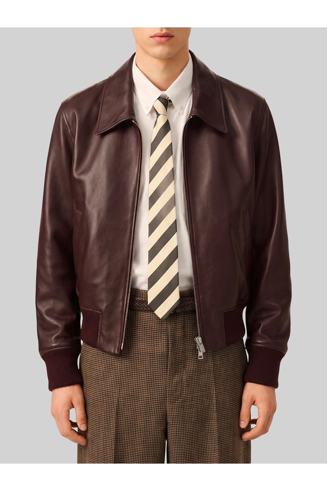 Ami Paris-OUTLET-SALE-Burgundy zip bomber jacket-ARCHIVIST