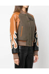 Palm Angels-OUTLET-SALE-Burning Flames Leather Varsity Jacket-ARCHIVIST