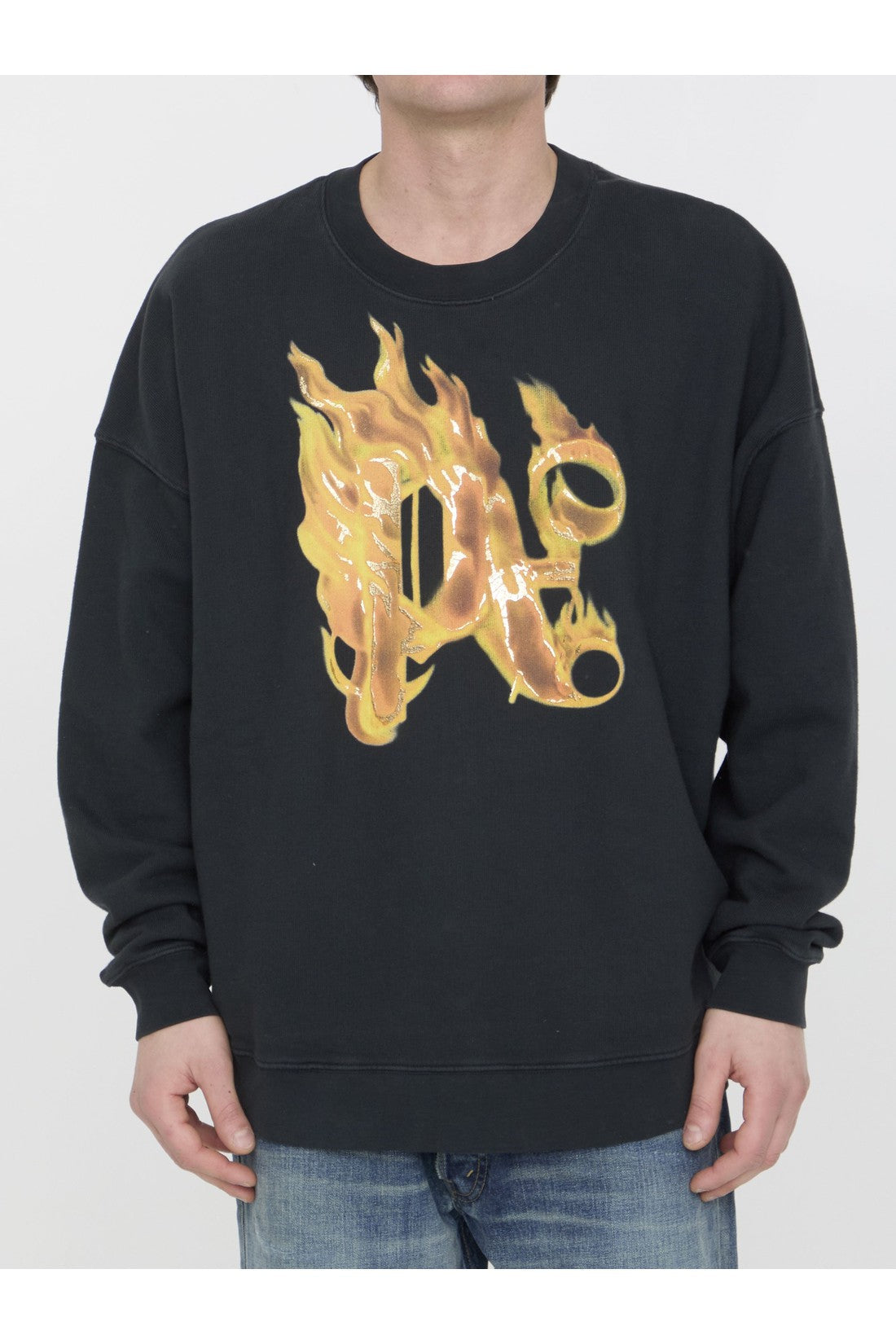 PALM ANGELS-OUTLET-SALE-Burning Monogram sweatshirt-ARCHIVIST