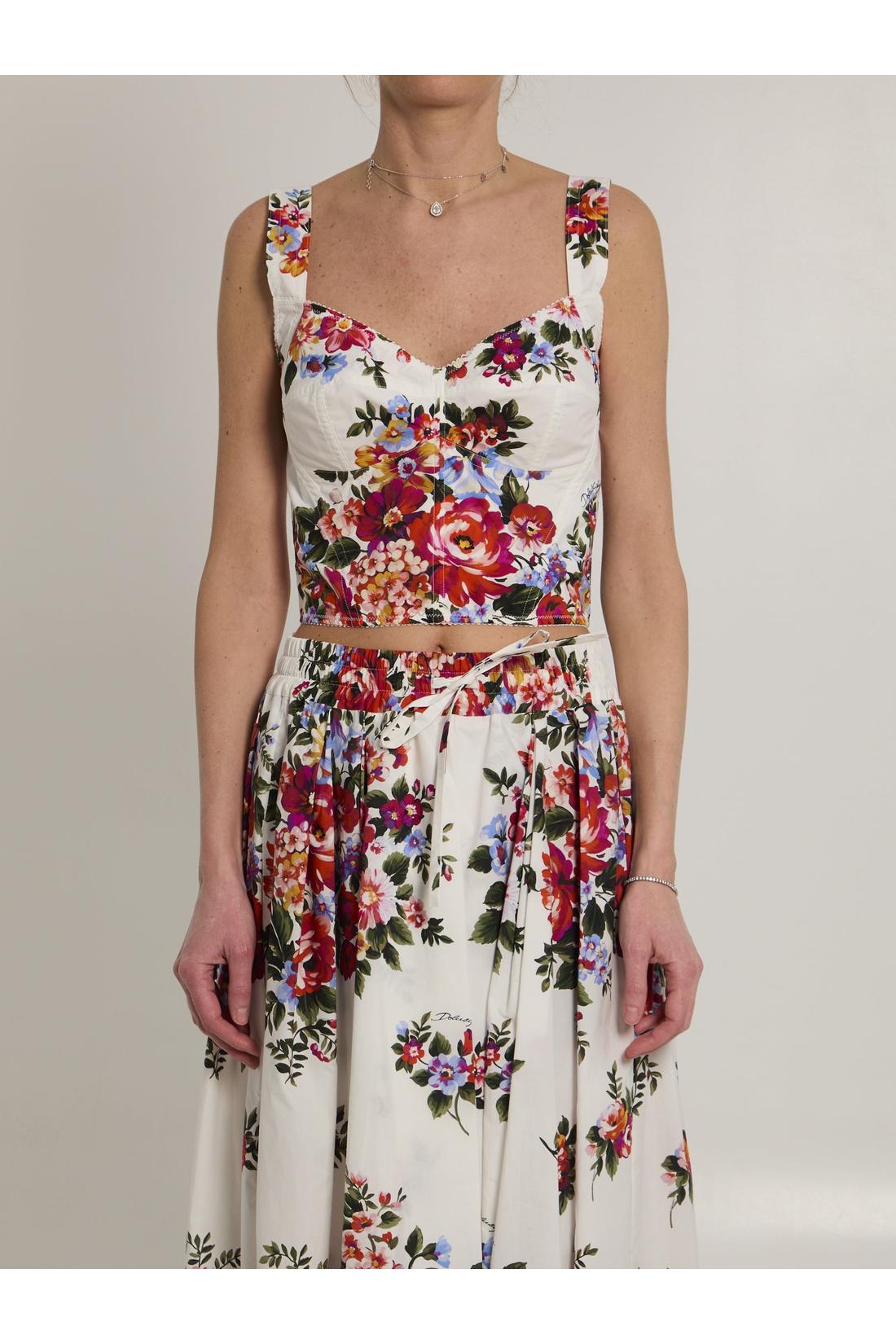 Dolce & Gabbana-OUTLET-SALE-Bustier top with floral print-ARCHIVIST