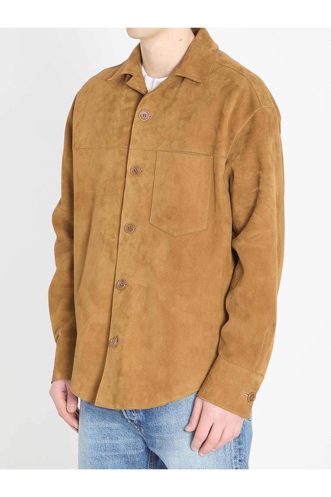 Ami Paris-OUTLET-SALE-Buttoned overshirt in suede-ARCHIVIST