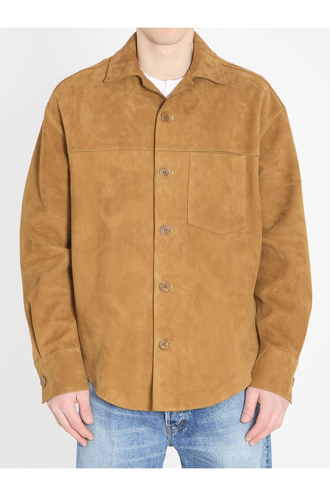 Ami Paris-OUTLET-SALE-Buttoned overshirt in suede-ARCHIVIST