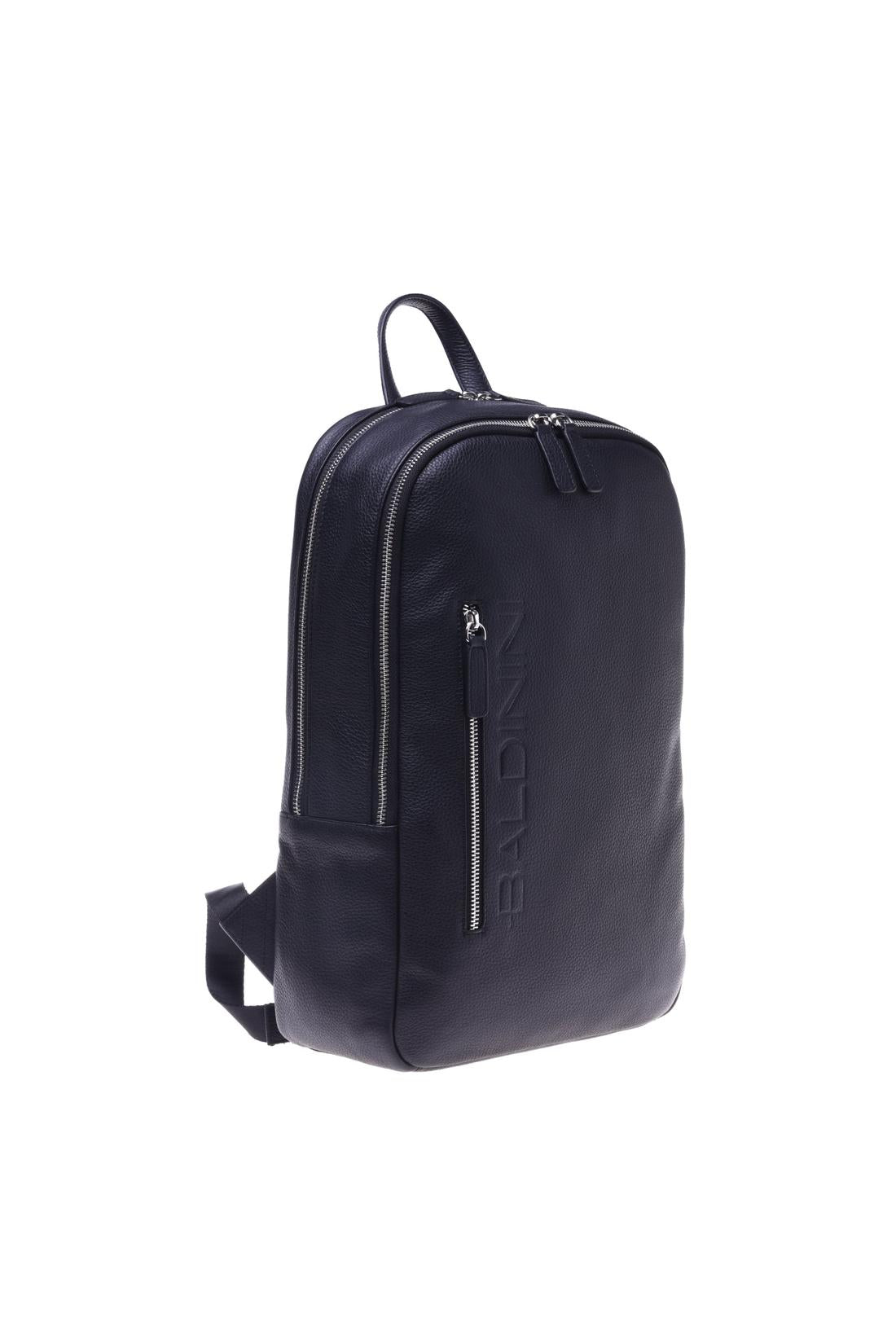 Black tumbled leather rucksack