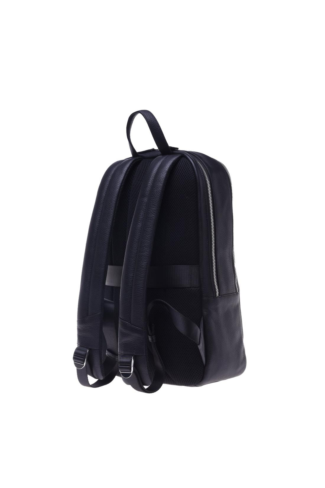 Black tumbled leather rucksack
