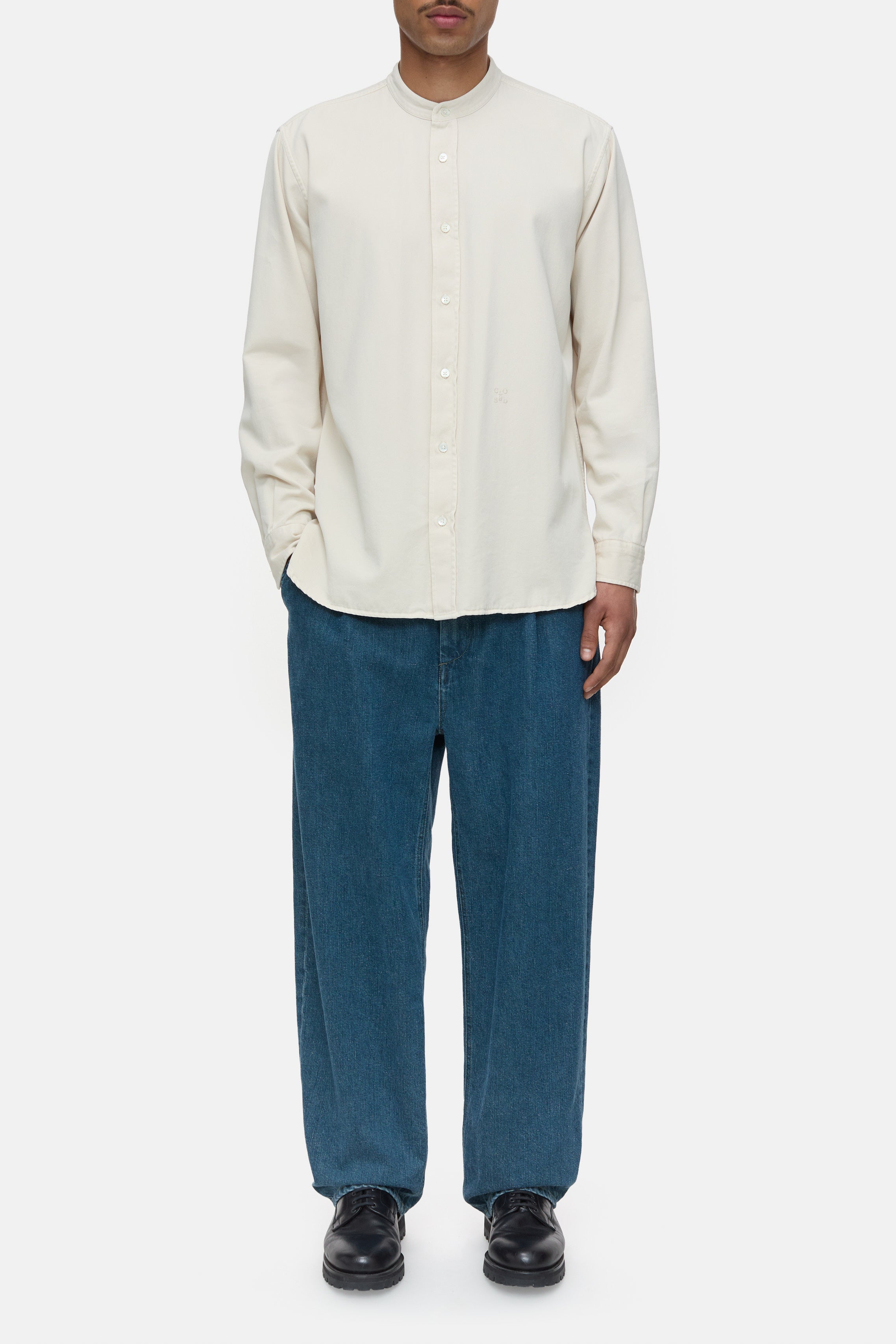 Closed-COLLARLESS SHIRT-Hemden & Blusen-Black-Deal-Outlet-by-ARCHIVIST