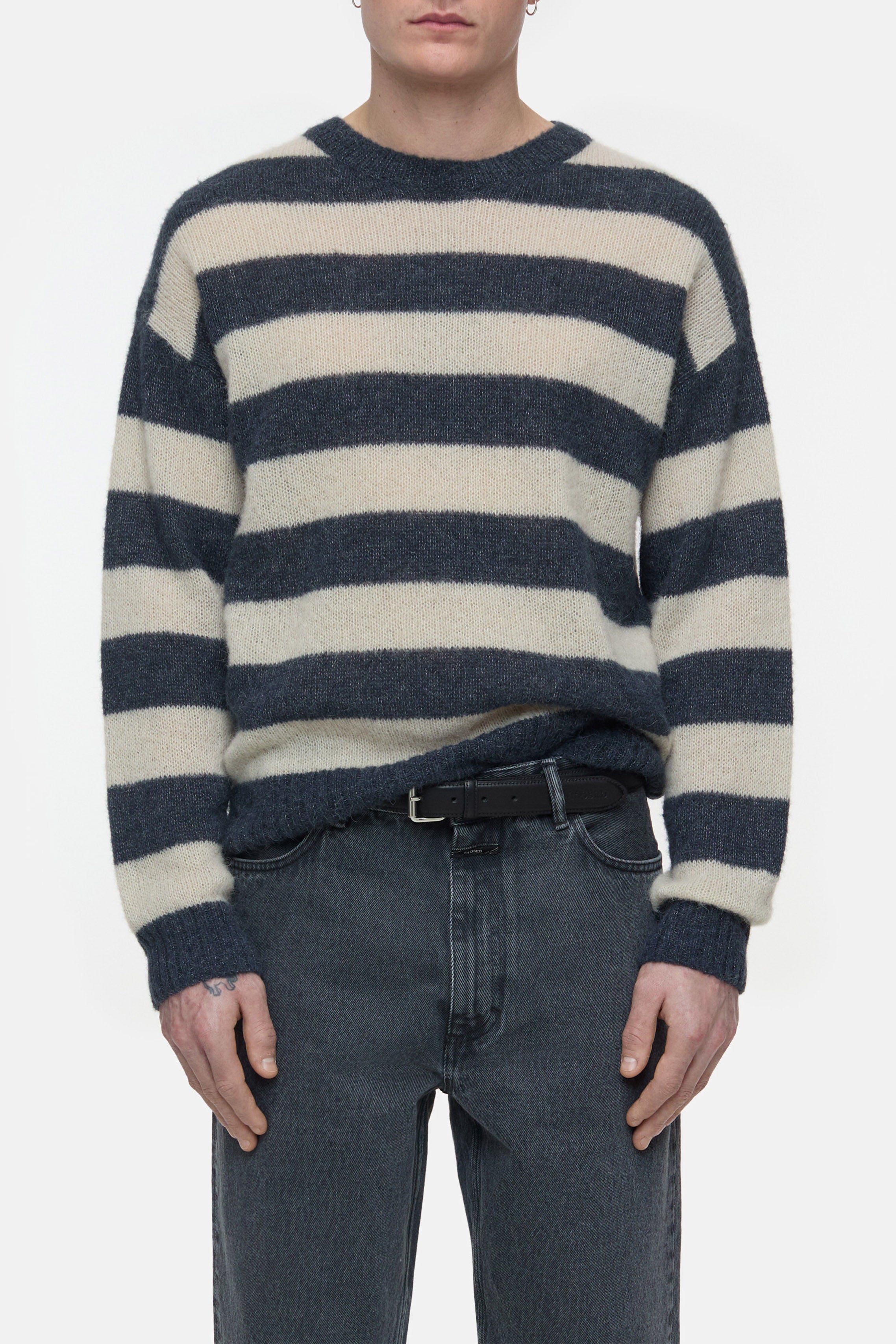 Closed-STRIPED CREW NECK-Strick & Pullover-Black-Deal-Outlet-by-ARCHIVIST
