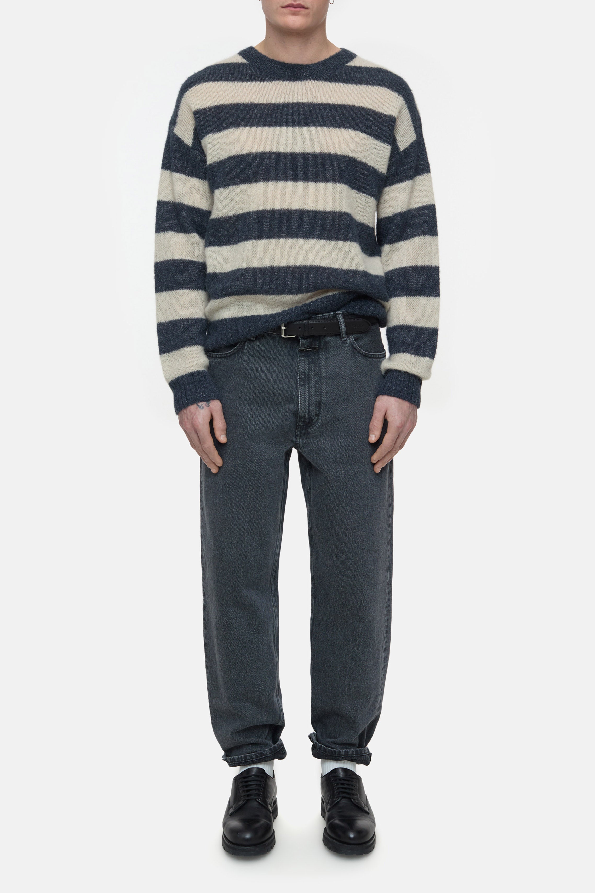 Closed-STRIPED CREW NECK-Strick & Pullover-Black-Deal-Outlet-by-ARCHIVIST
