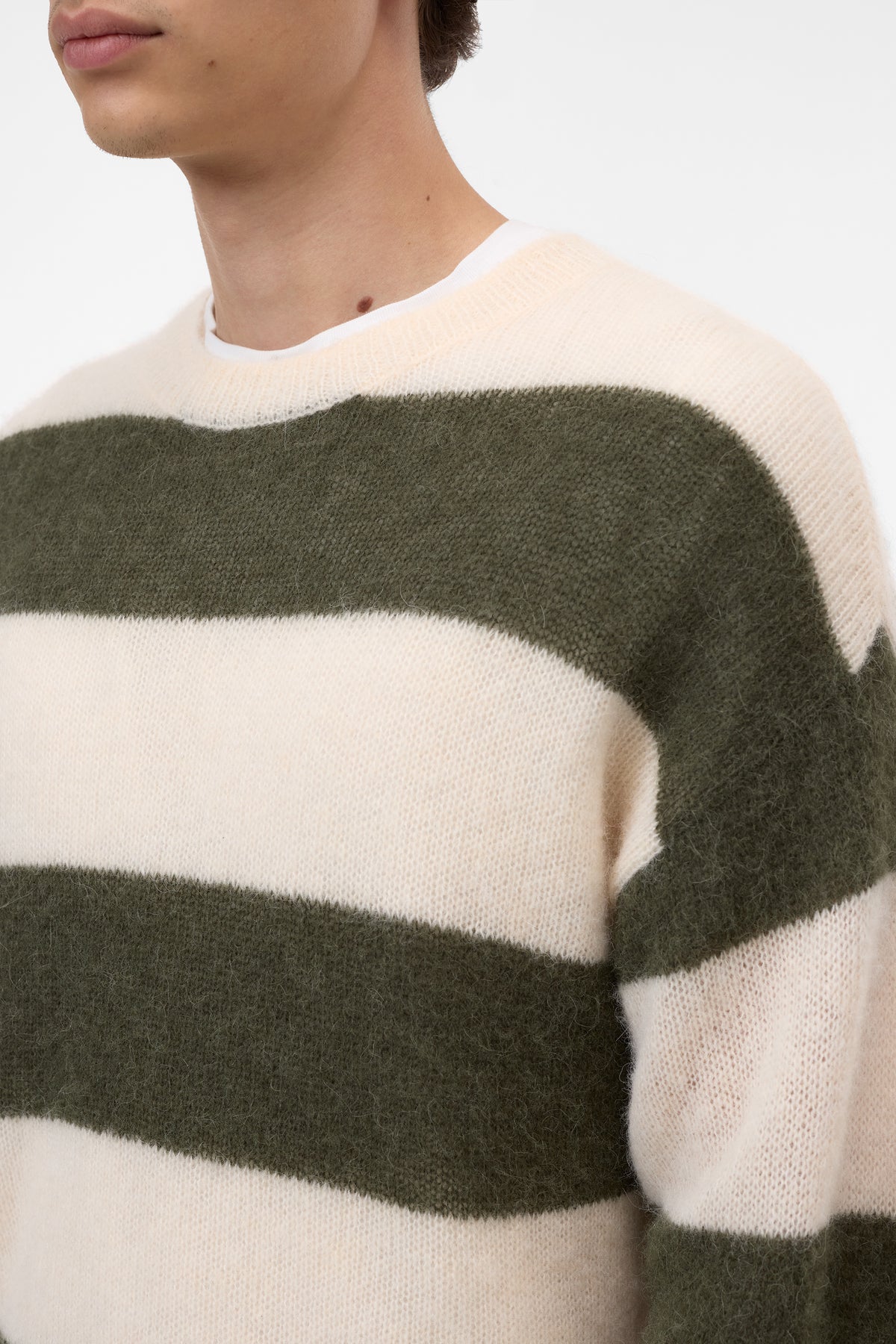 Block stripe crewneck jumper