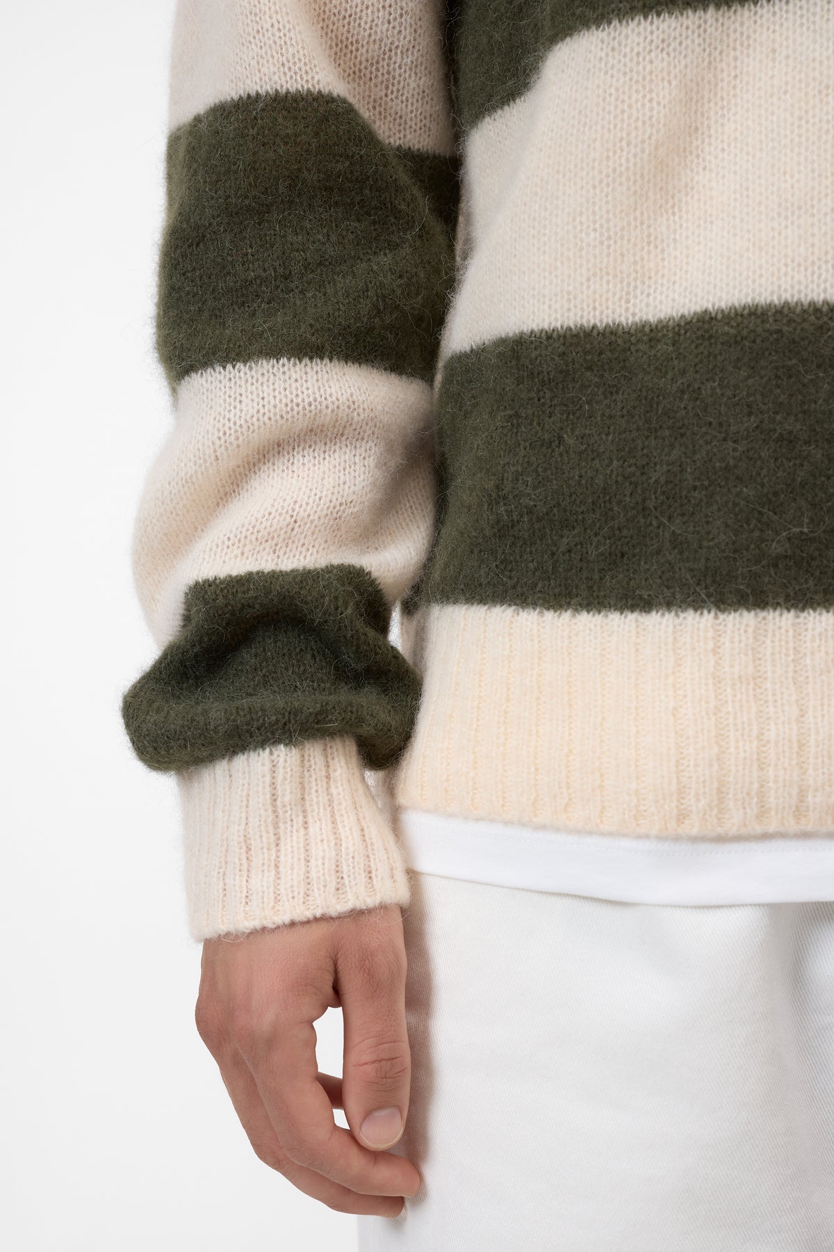 Block stripe crewneck jumper
