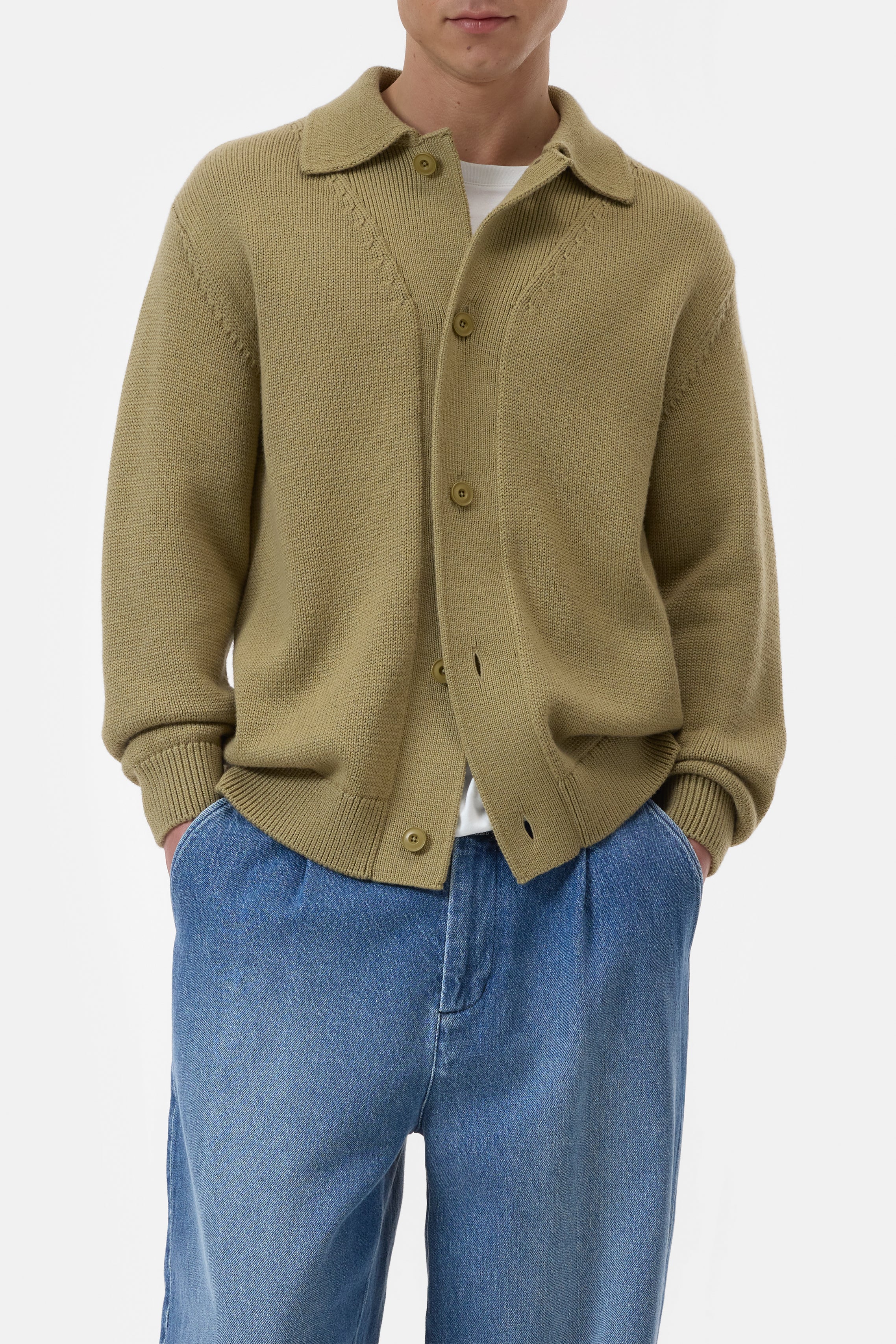 KNITTED BUTTON DOWN POLO-Strick & Pullover-Closed-XS-HERBAL GREEN-ARCHIVIST