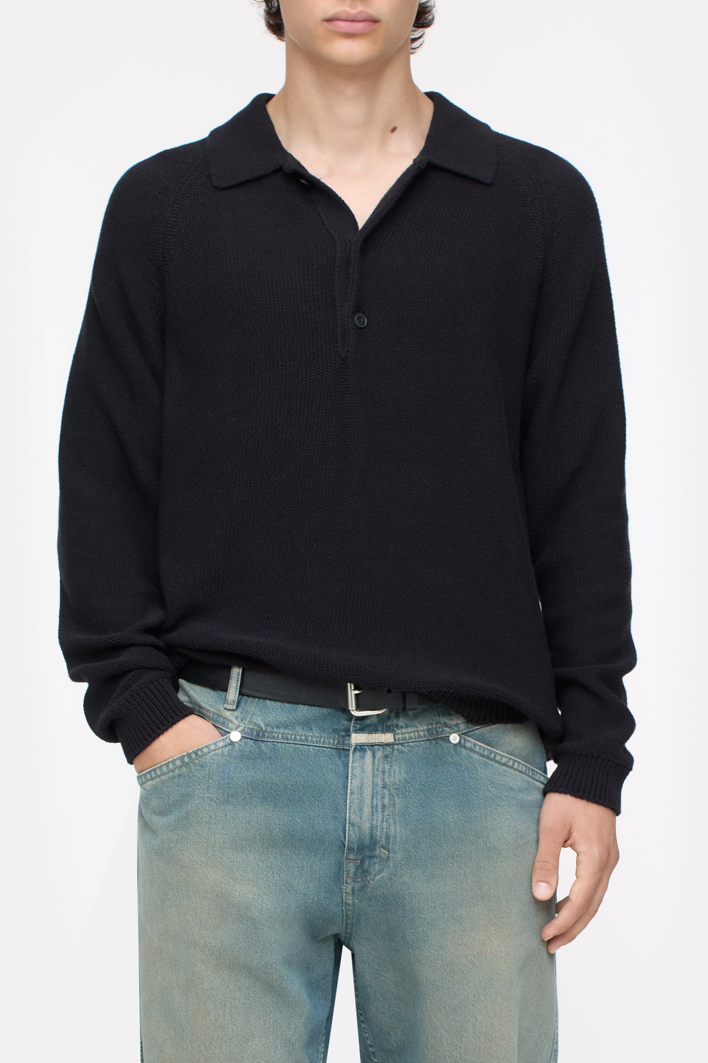 KNITTED POLO-Strick & Pullover-Closed-XS-BLACK-ARCHIVIST