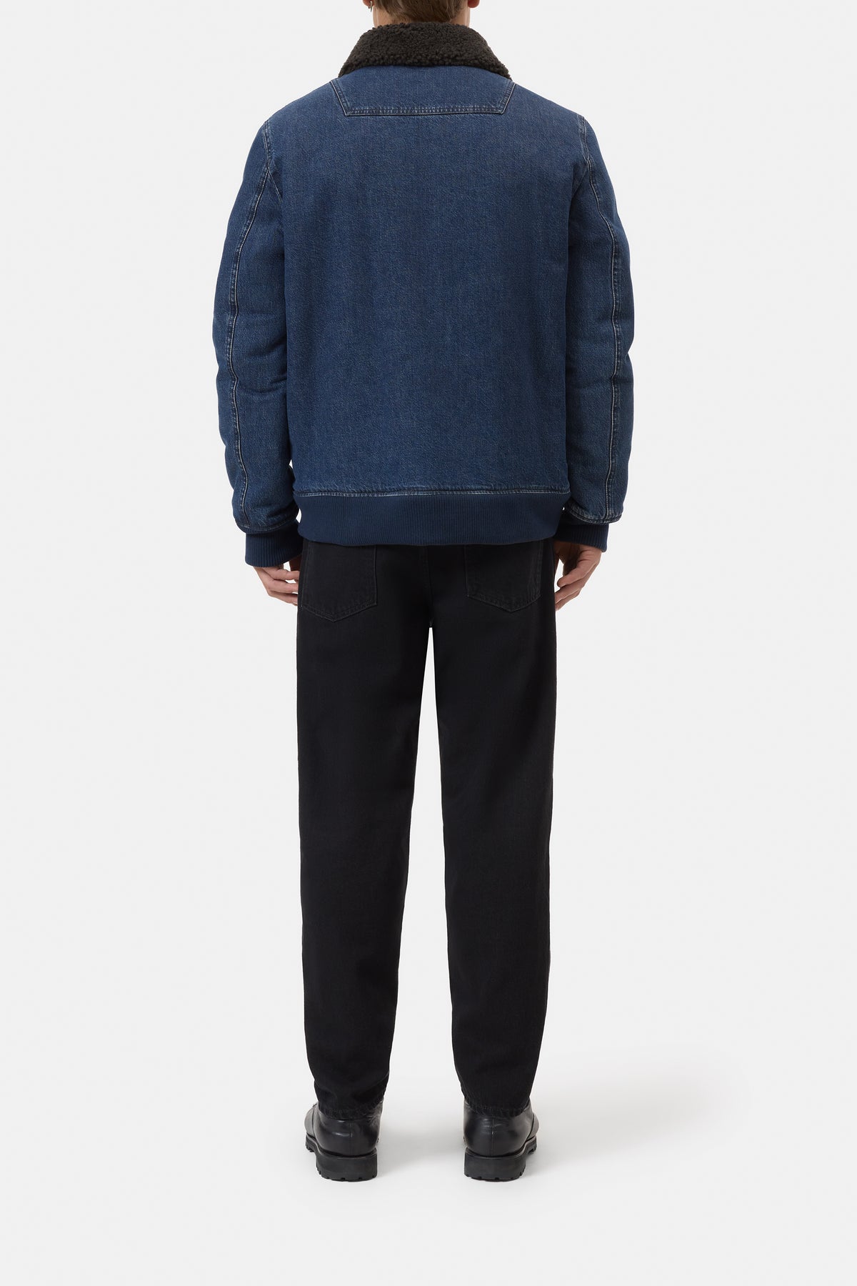 Reversible shearling bomber