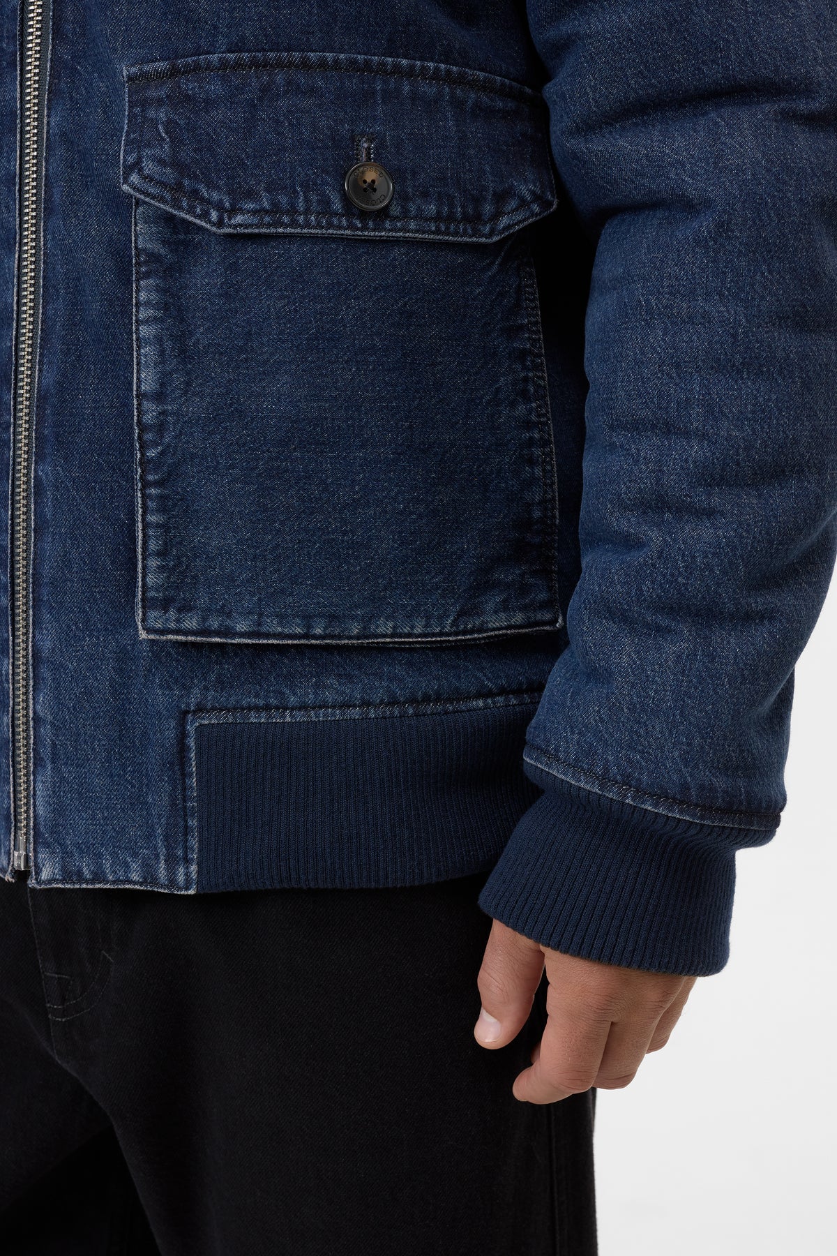 Reversible shearling bomber