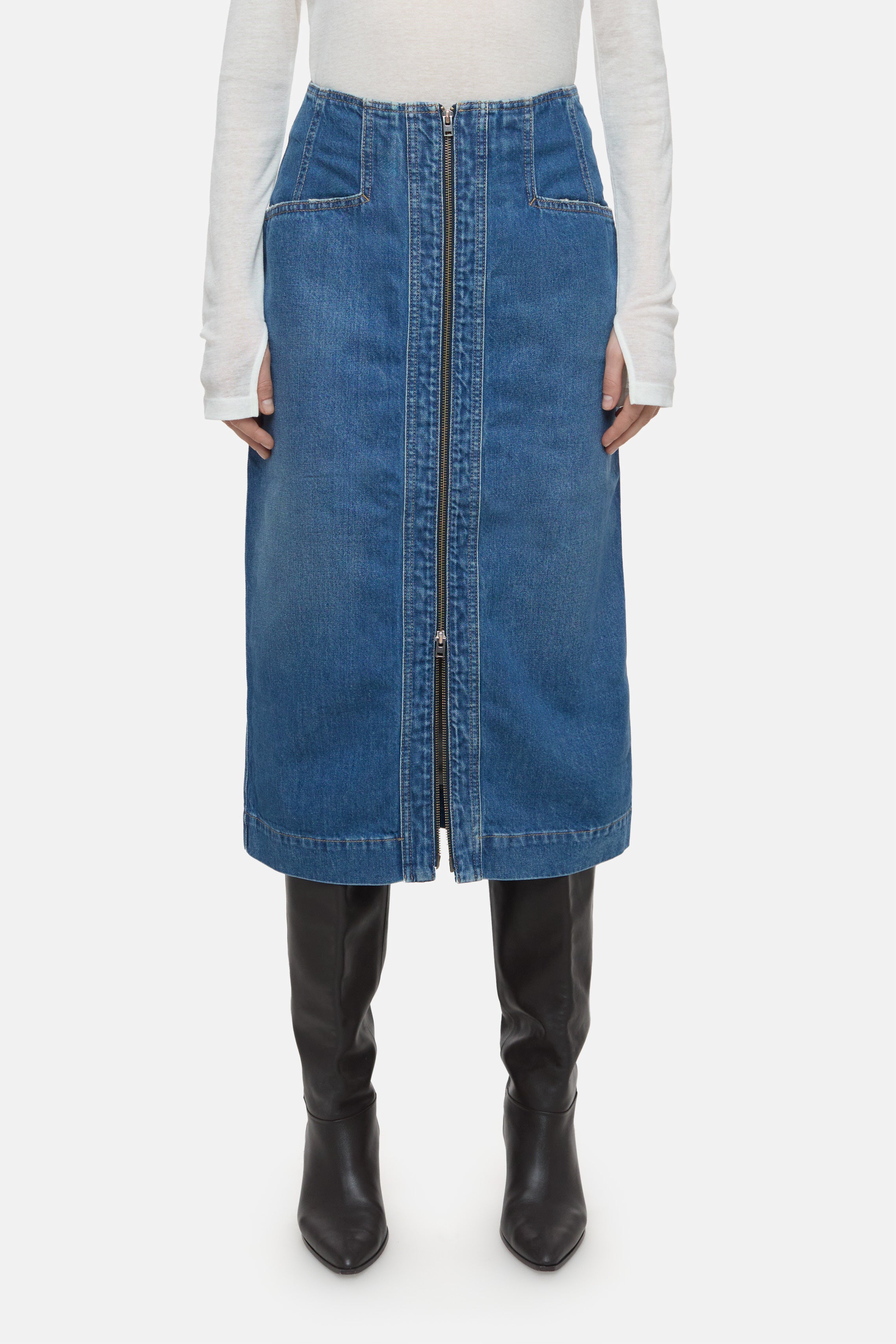 DENIM SKIRT WITH ZIP