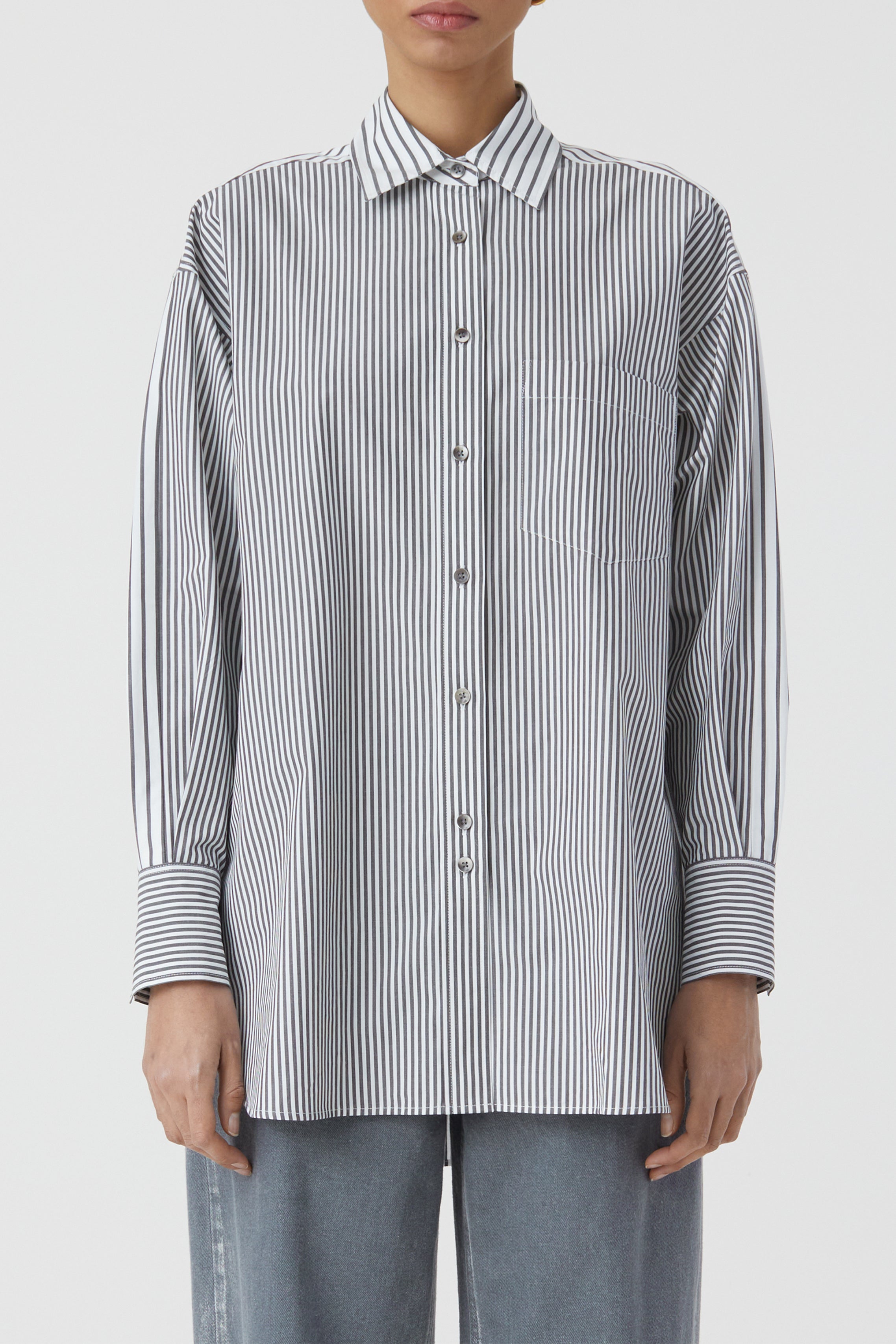 CHESTPOCKET LONG SLEEVE BLOUSE