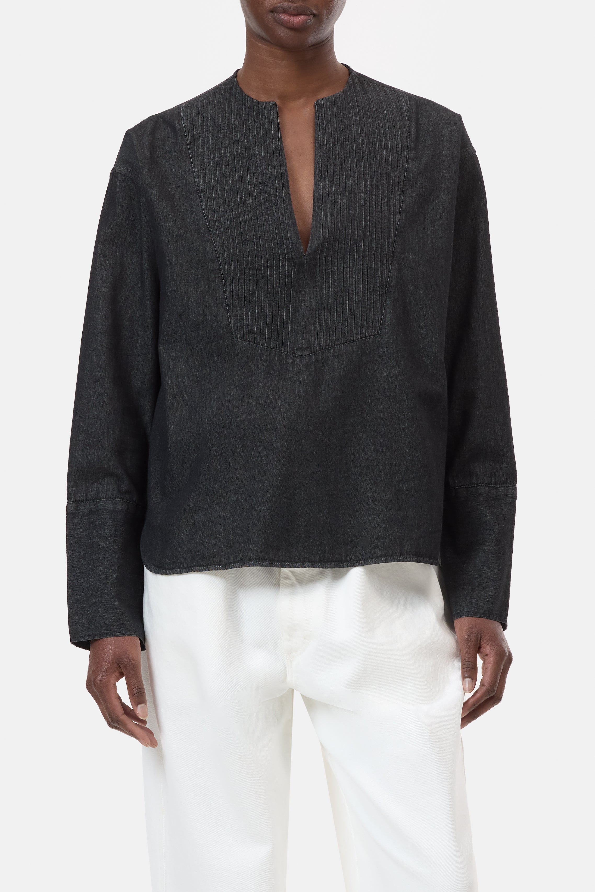 PINTUCK BIB SHIRT