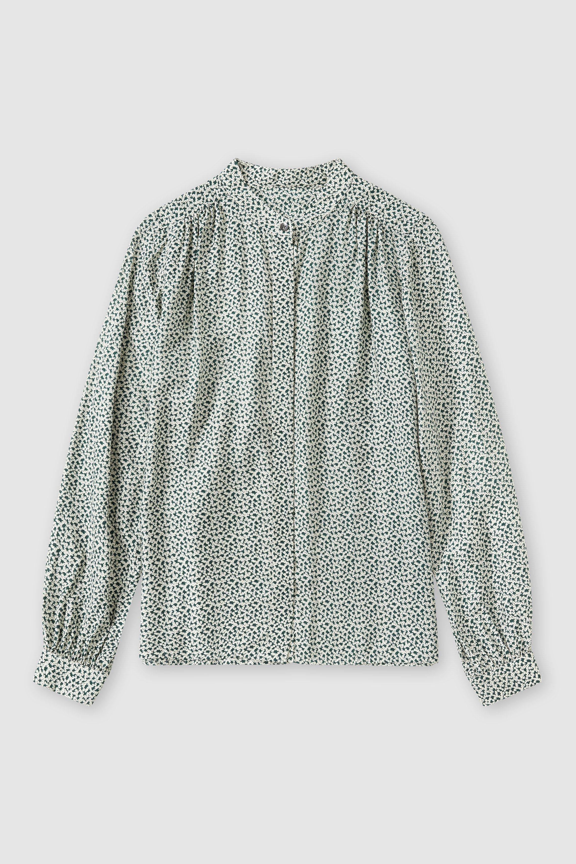 CLOSED-SHORT GATHERED BLOUSE SHIRTS & BLOUSES-ARCHIVE-SALE-OUTLET-Lagerverkauf-Shirts-XS-FERN GREEN-ARCHIVIST