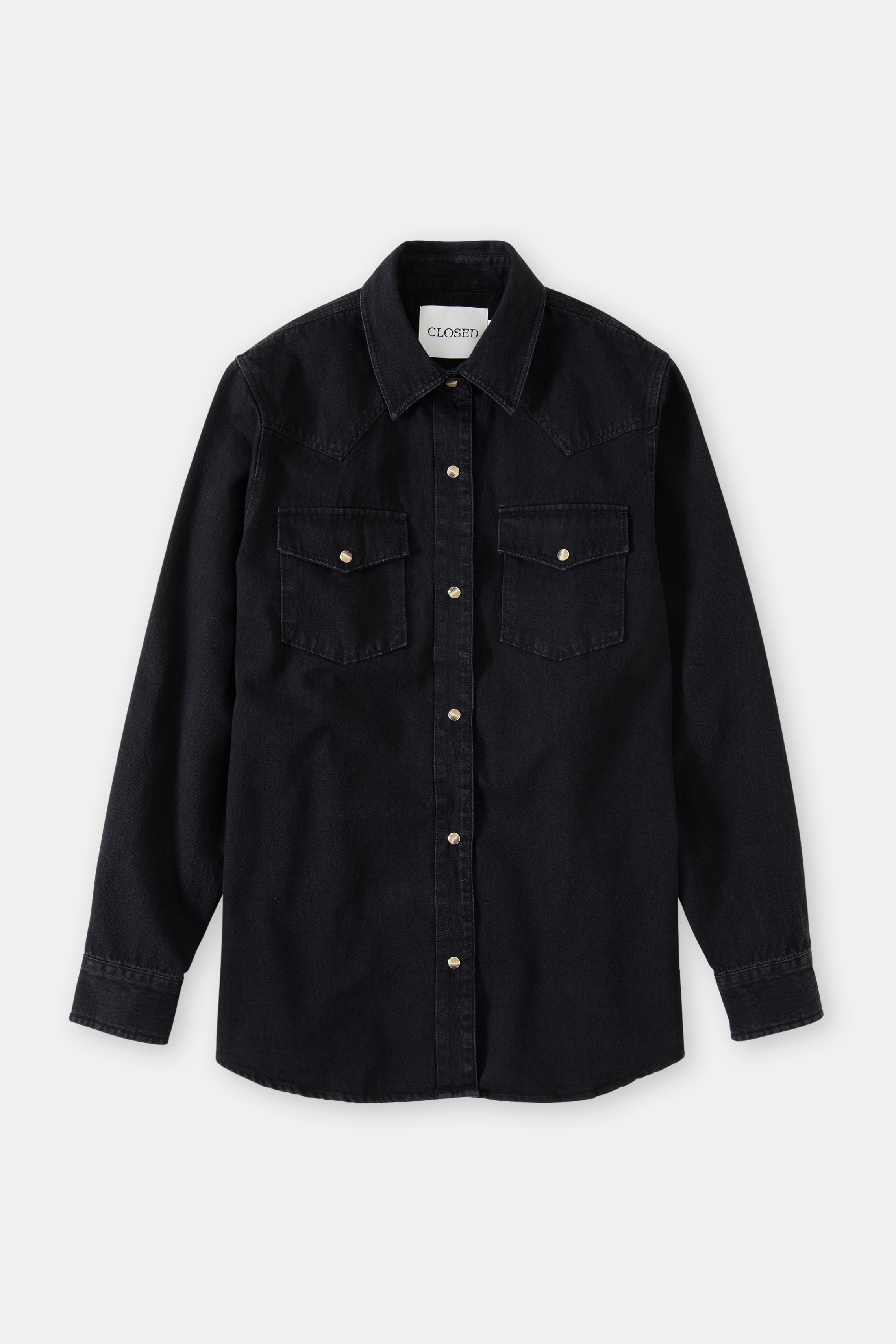 CLOSED-WESTERN SHIRT SHIRTS & BLOUSES-ARCHIVE-SALE-OUTLET-Lagerverkauf-Shirts-XS-BLACK/BLACK-ARCHIVIST