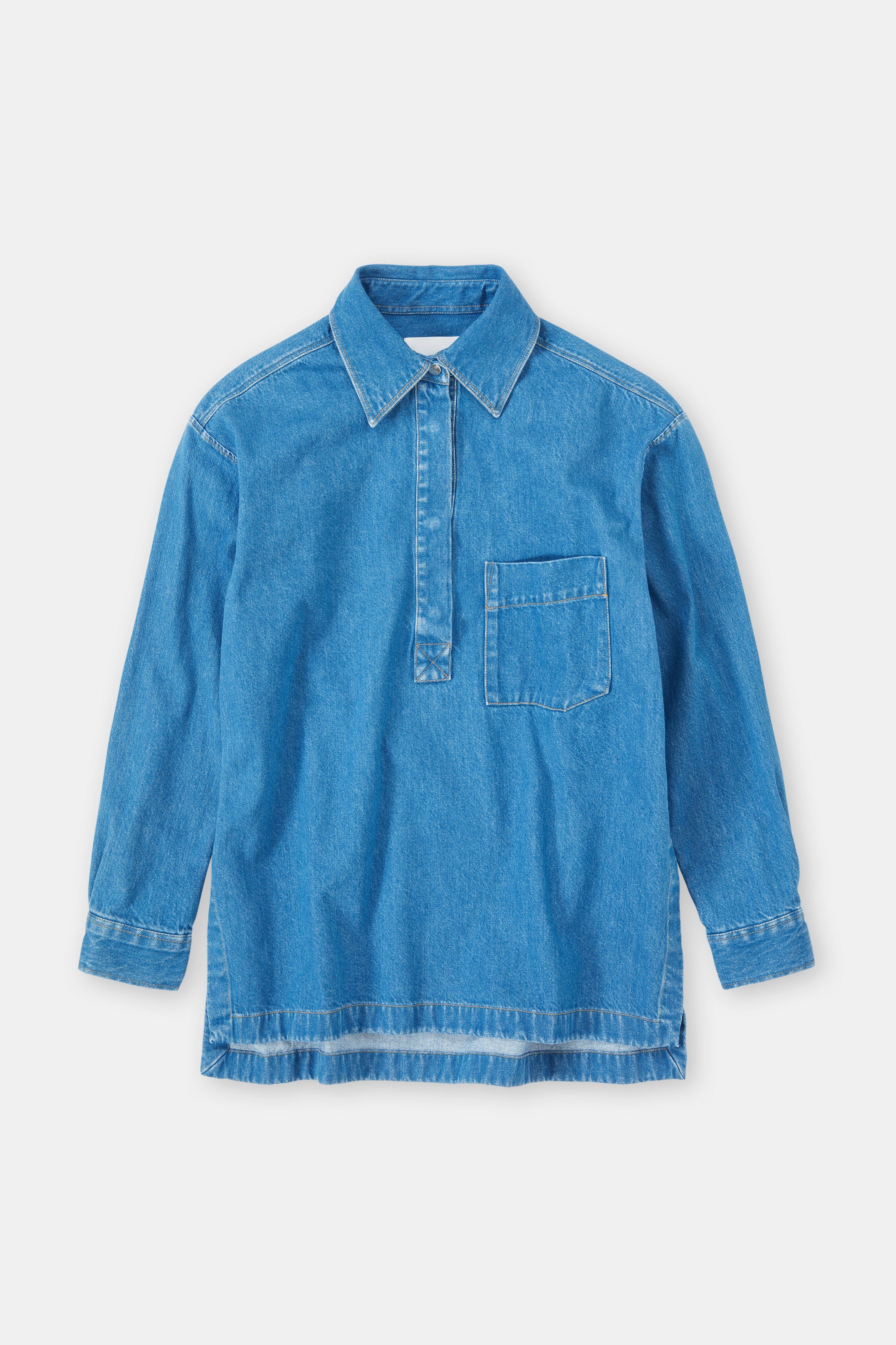 Closed-STYLE NAME DENIM SHIRT WITH SLIT SHIRTS & BLOUSES-Hemden & Blusen-Black-Deal-Outlet-by-ARCHIVIST