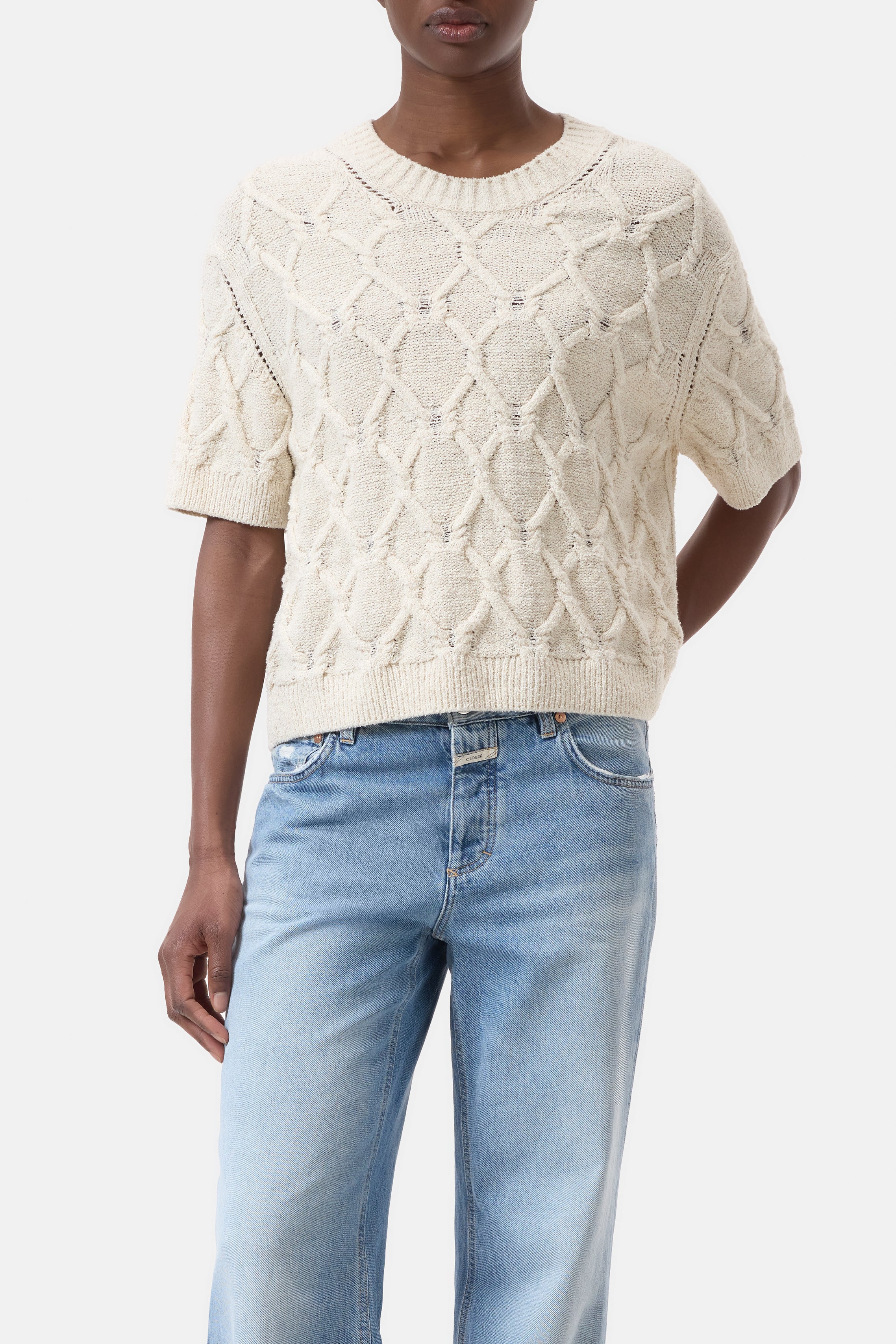 CREW NECK SHORT SLEEVE-Strick & Pullover-Closed-XXS-DUNE BEIGE-ARCHIVIST