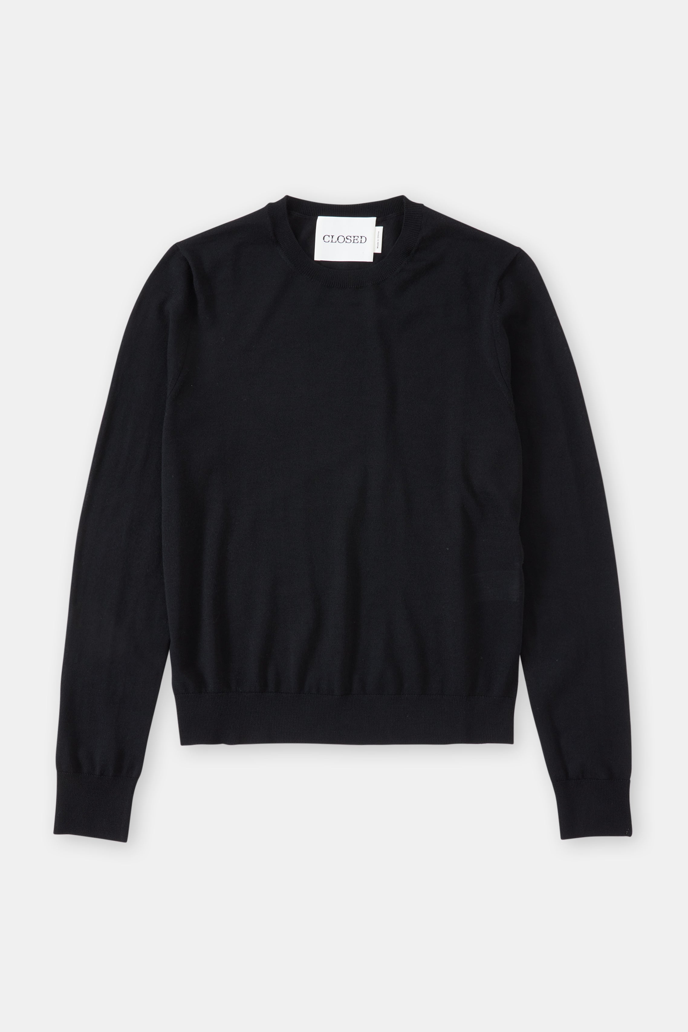 CLOSED-CREW NECK LONG SLEEVE KNITS-ARCHIVE-SALE-OUTLET-Lagerverkauf-Strick & Pullover-XS-BLACK-ARCHIVIST