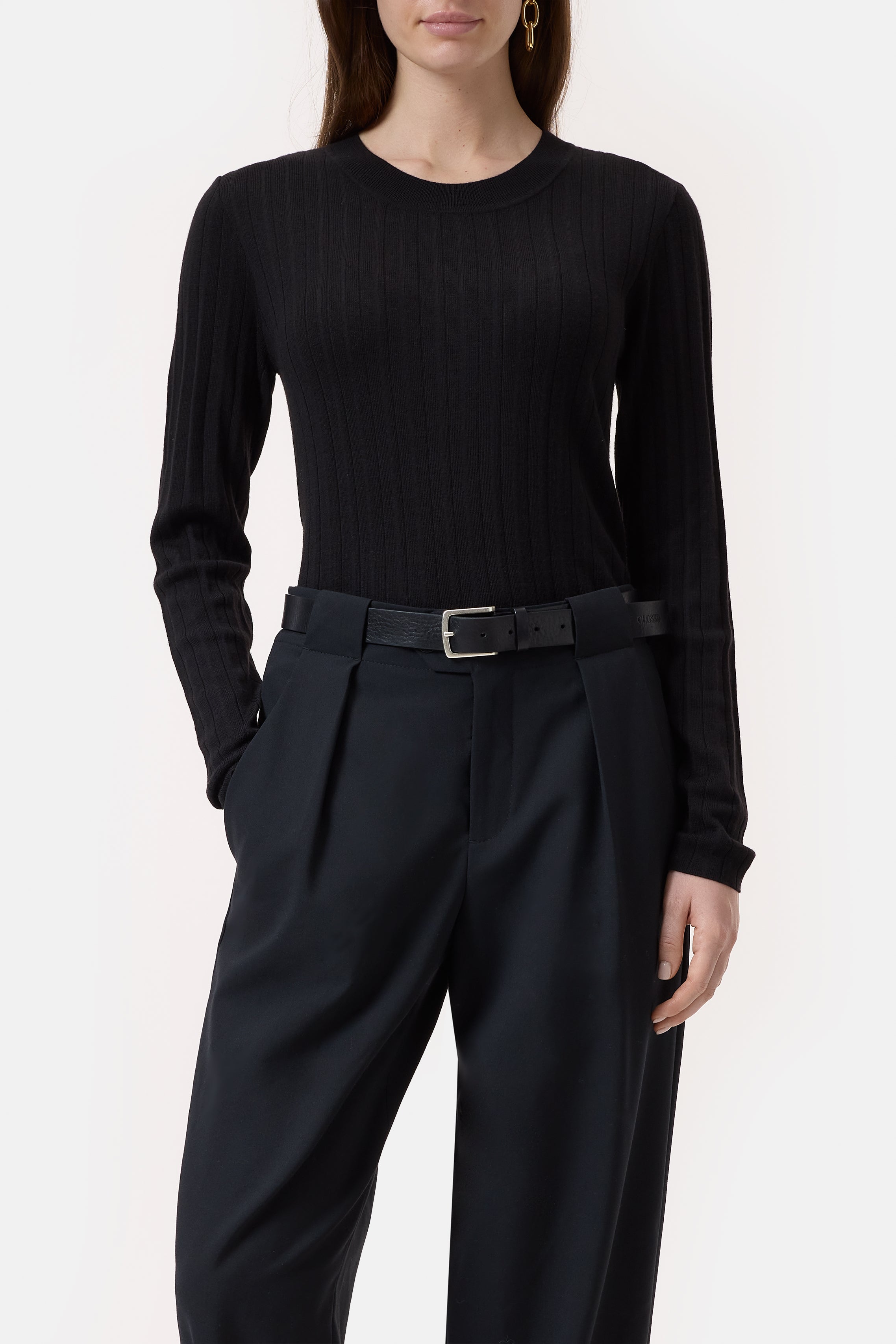 CREW NECK LONG SLEEVE-Strick & Pullover-Closed-XXS-Black-ARCHIVIST