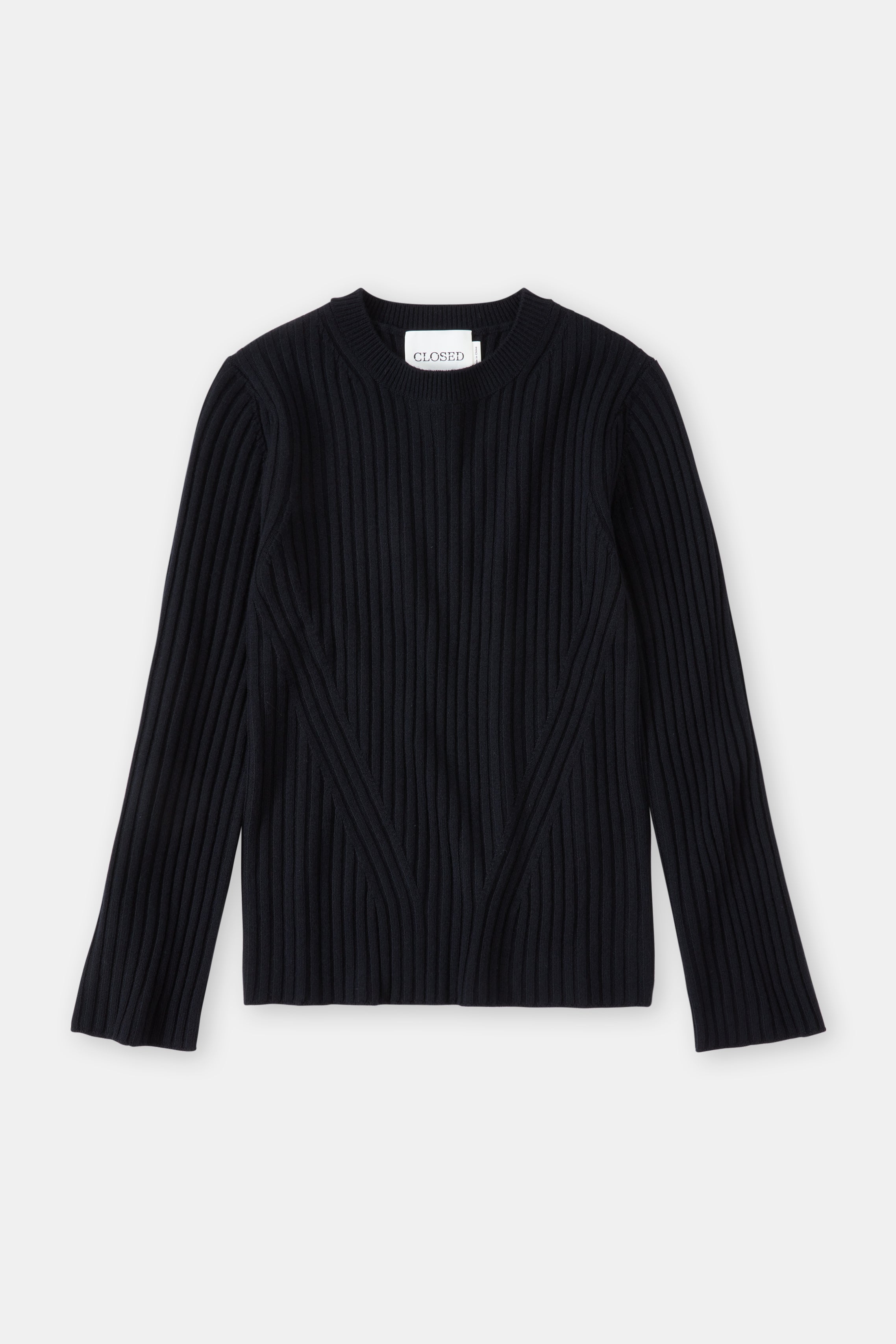 CLOSED-CREW NECK LONG SLEEVE KNITS-ARCHIVE-SALE-OUTLET-Lagerverkauf-Strick & Pullover-XS-BLACK-ARCHIVIST