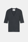 Closed-SLIM VNECK SHORT SLEEVE KNITS-Strick & Pullover-Black-Deal-Outlet-by-ARCHIVIST
