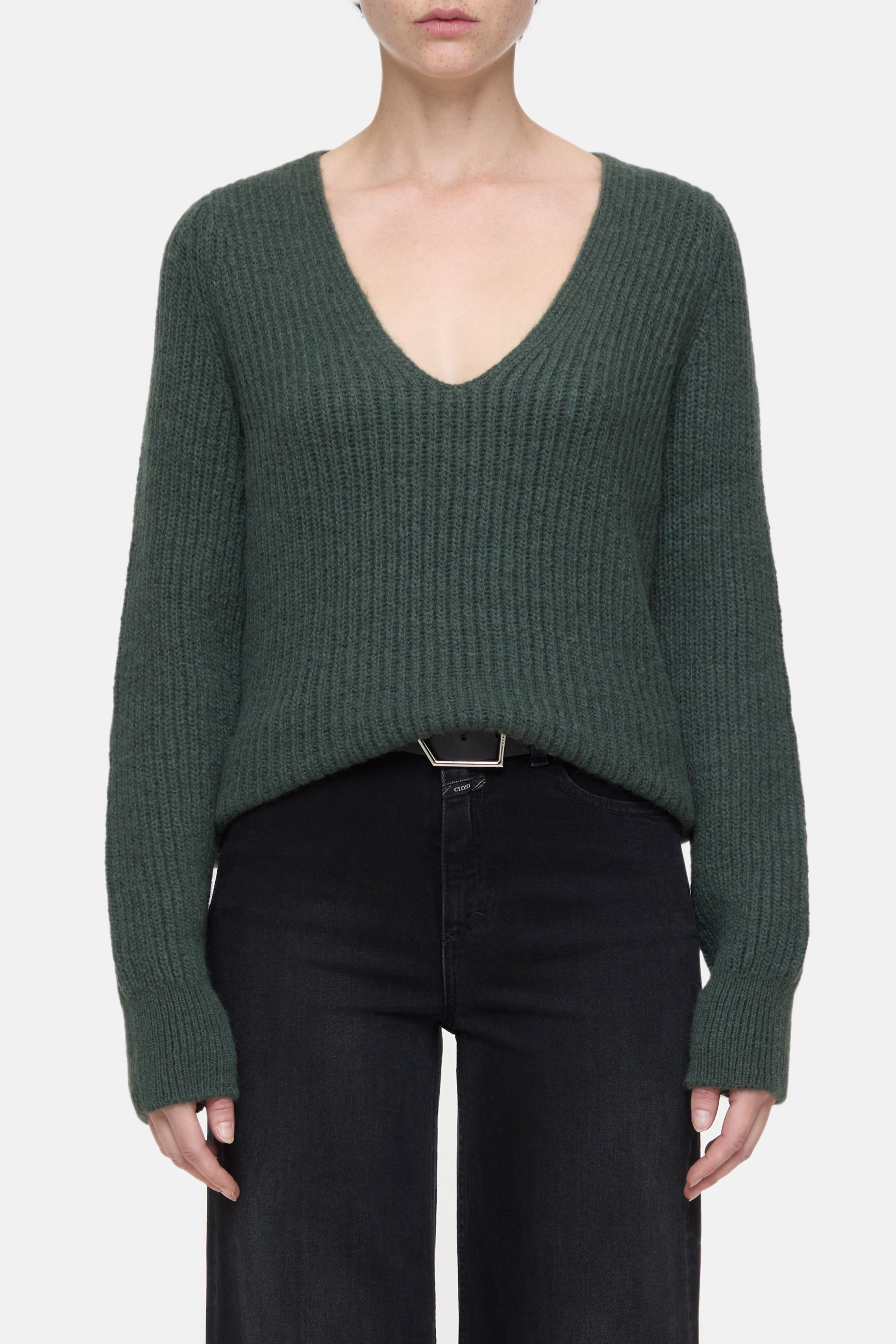 Closed-V NECK LONG SLEEVE-Strick & Pullover-Black-Deal-Outlet-by-ARCHIVIST