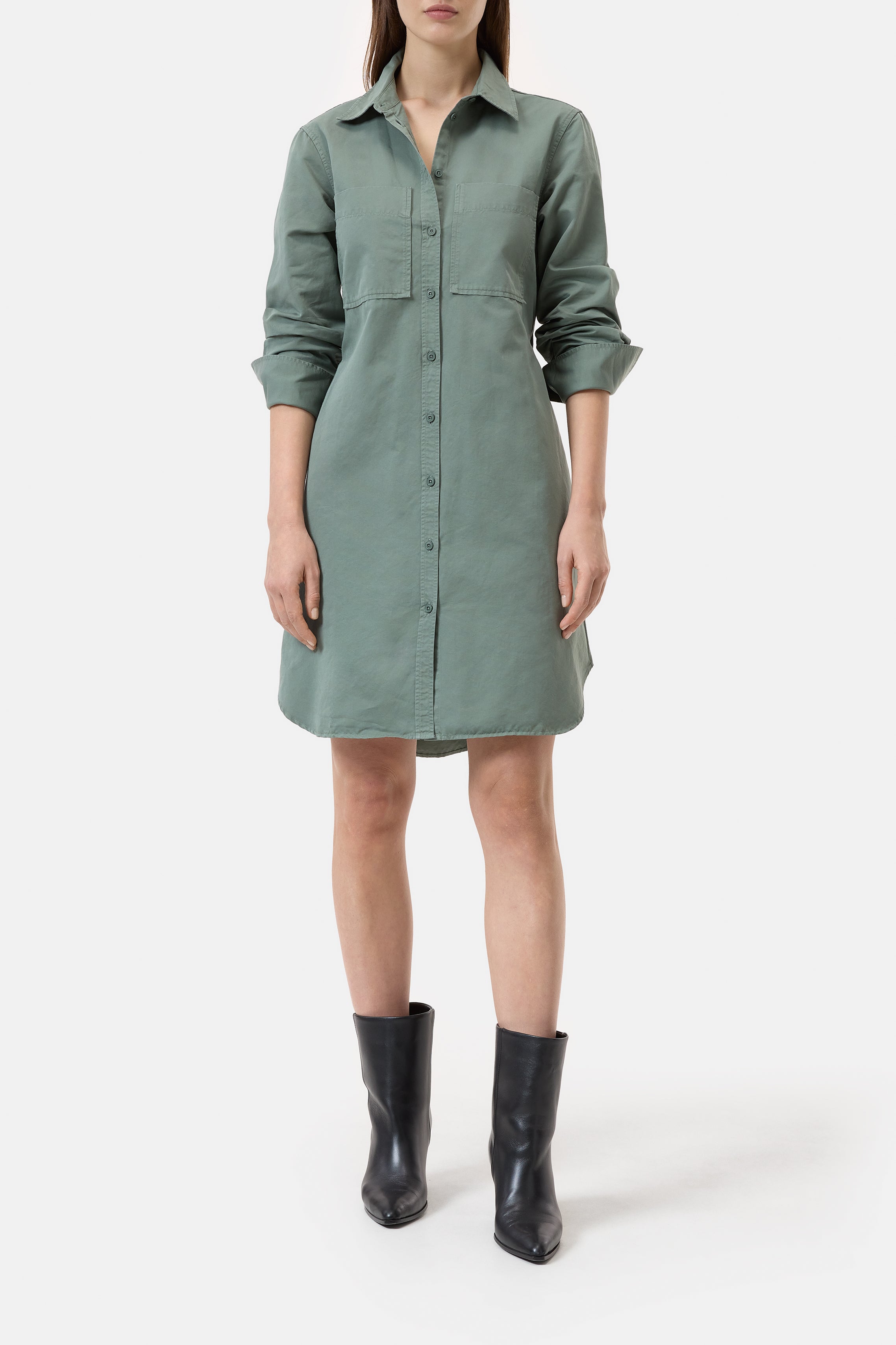 BELTED DRESS-Kleider & Röcke-Closed-XXS-FADED GREEN-ARCHIVIST