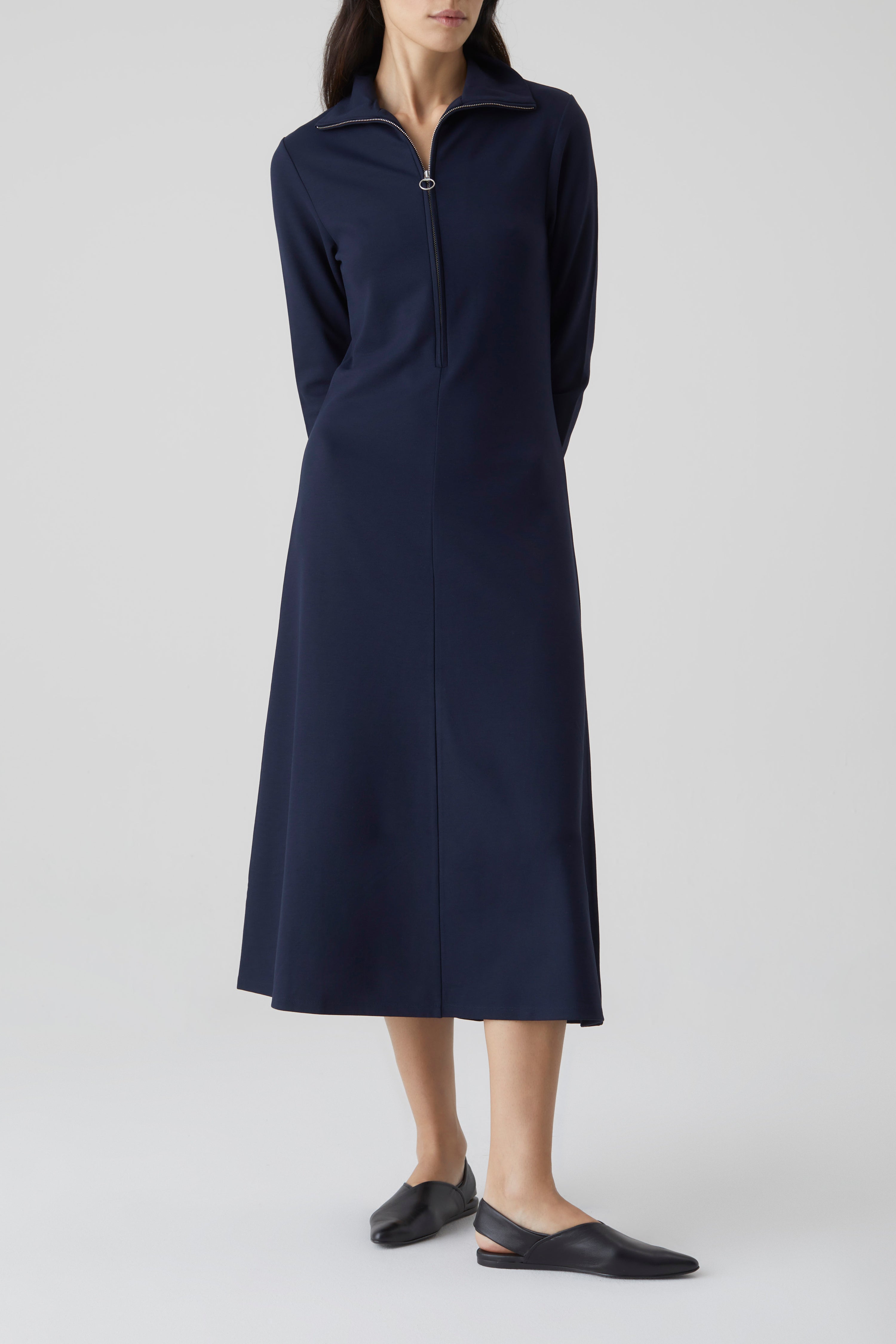 HALF ZIPP JERSEY DRESS