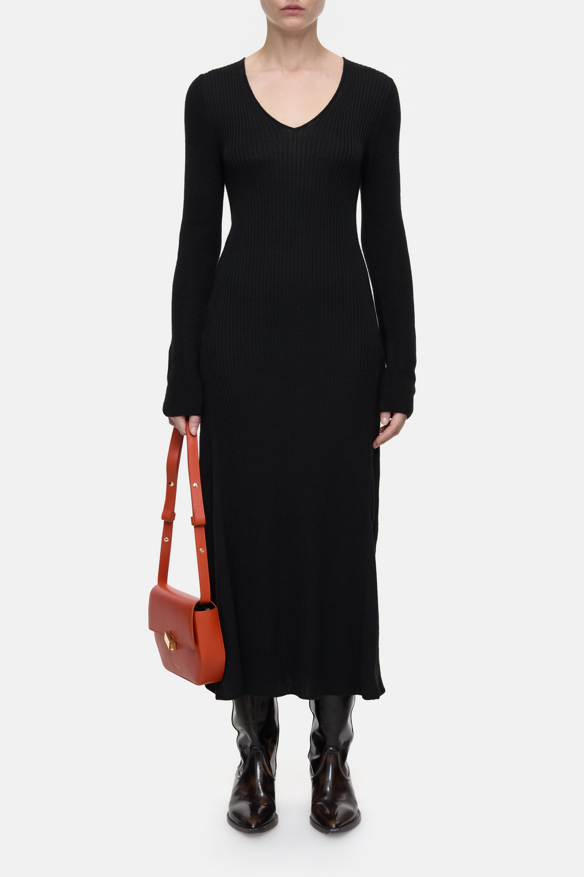 LONG SLEEVE RIB DRESS