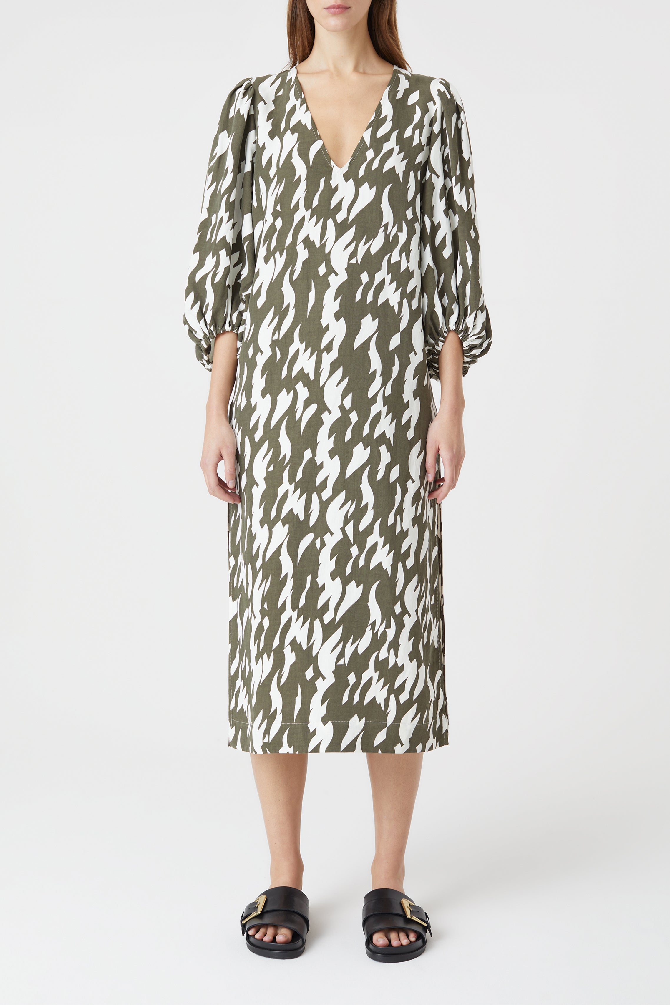 PUFF SLEEVE DRESS-Kleider & Röcke-Closed-XXS-ARMY GREEN-ARCHIVIST