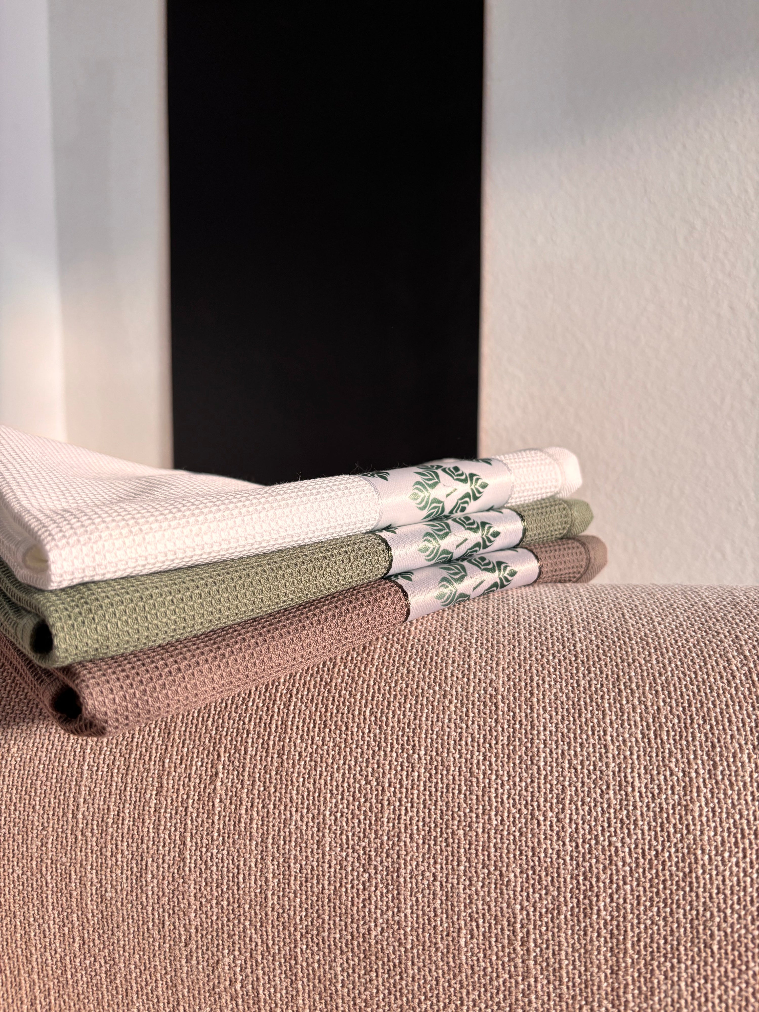 Verdancia-3 Farben Set - Waffel-Küchentücher - 100% Baumwolle - 50x70cm-Küchentuch-Black-Deal-Outlet-by-ARCHIVIST