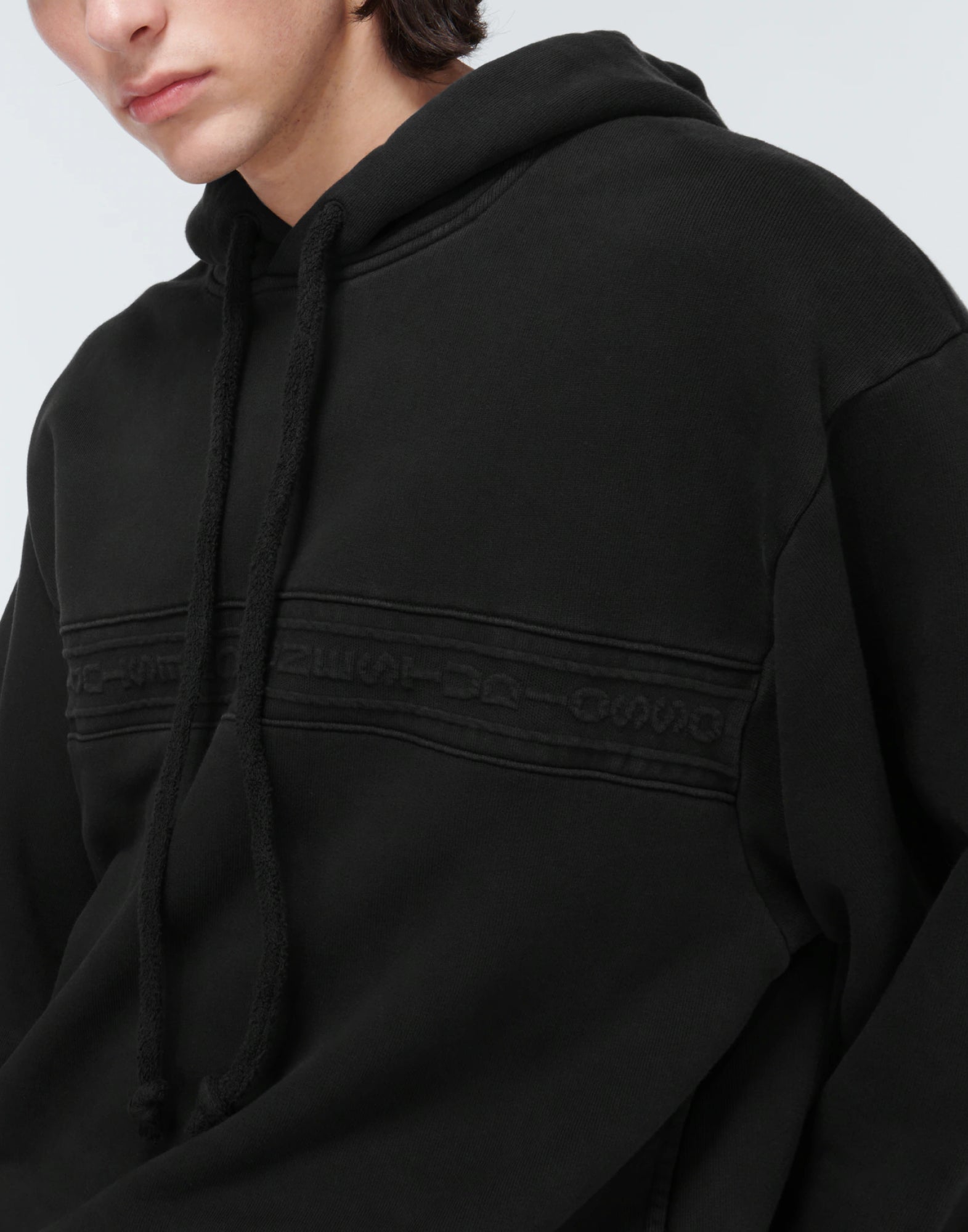 Acne Studios-OUTLET-SALE-Farmy Chain Rib Logo Tape Hoodie-ARCHIVIST