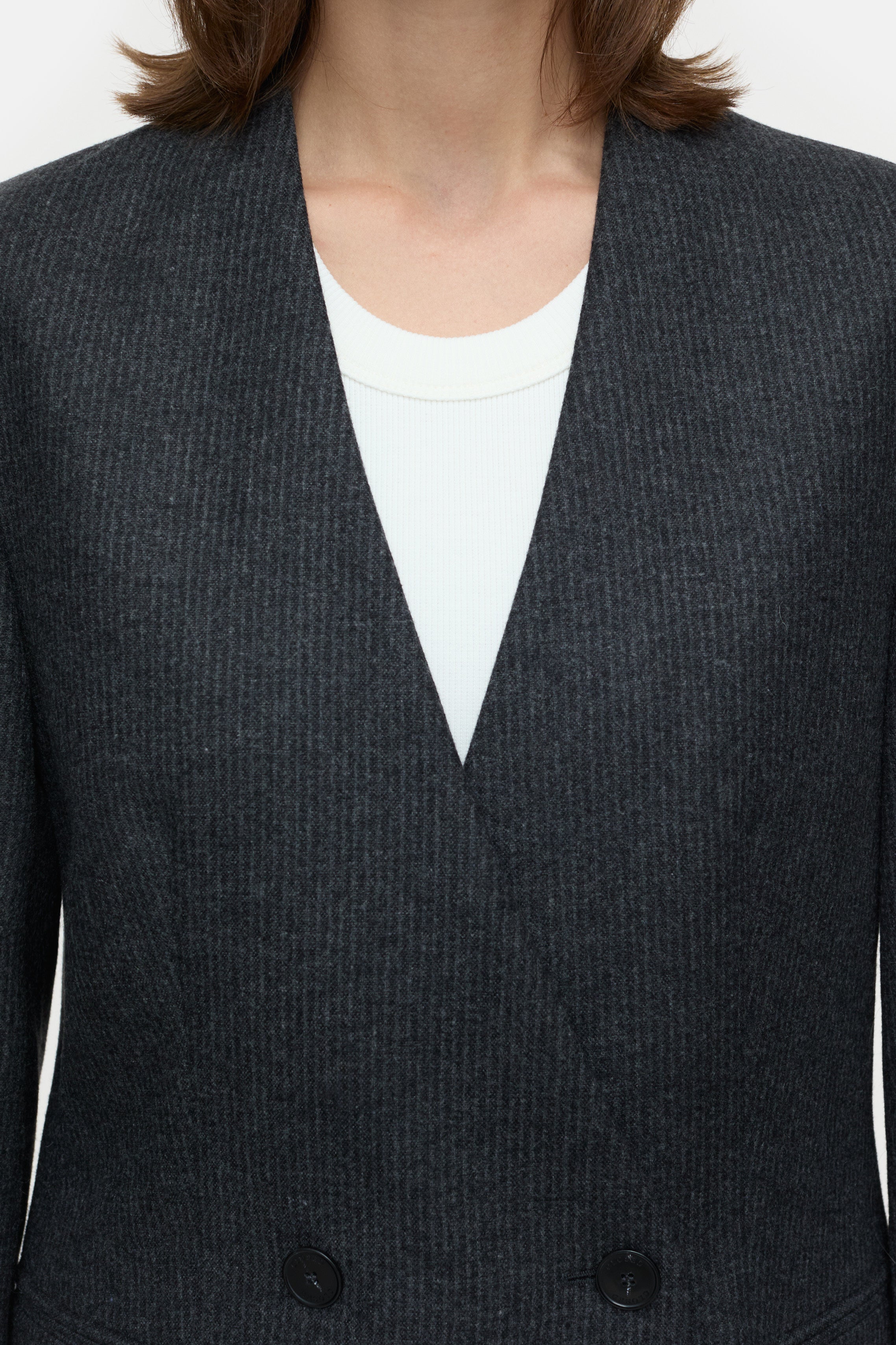 COLLARLESS BLAZER-Jacken & Mäntel-Closed-XXS-DARK GREY MELANGE-ARCHIVIST