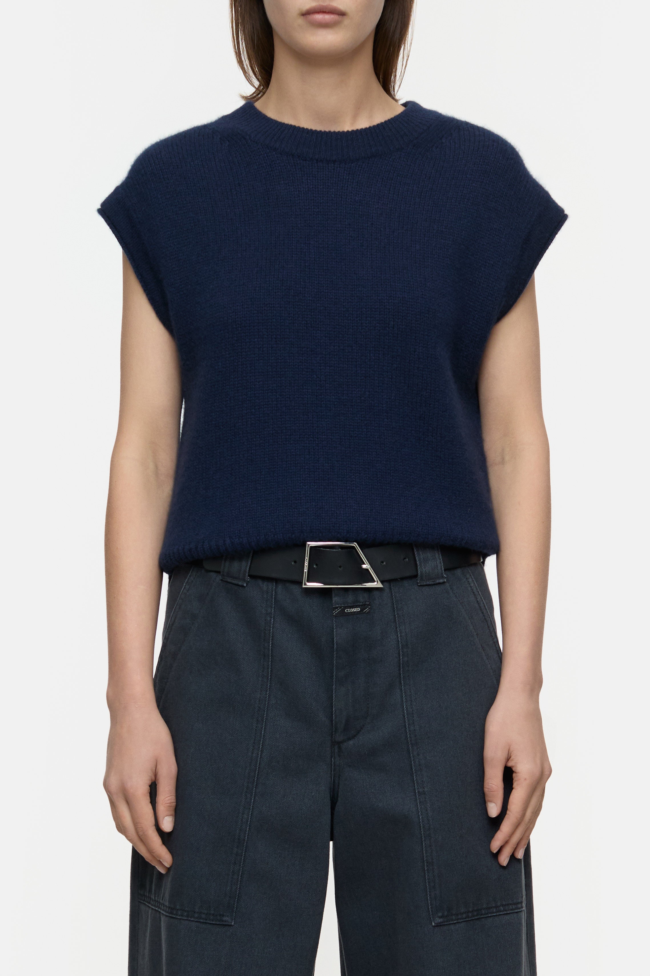 CREW NECK VEST-Strick & Pullover-Closed-XXS-DARK NIGHT-ARCHIVIST