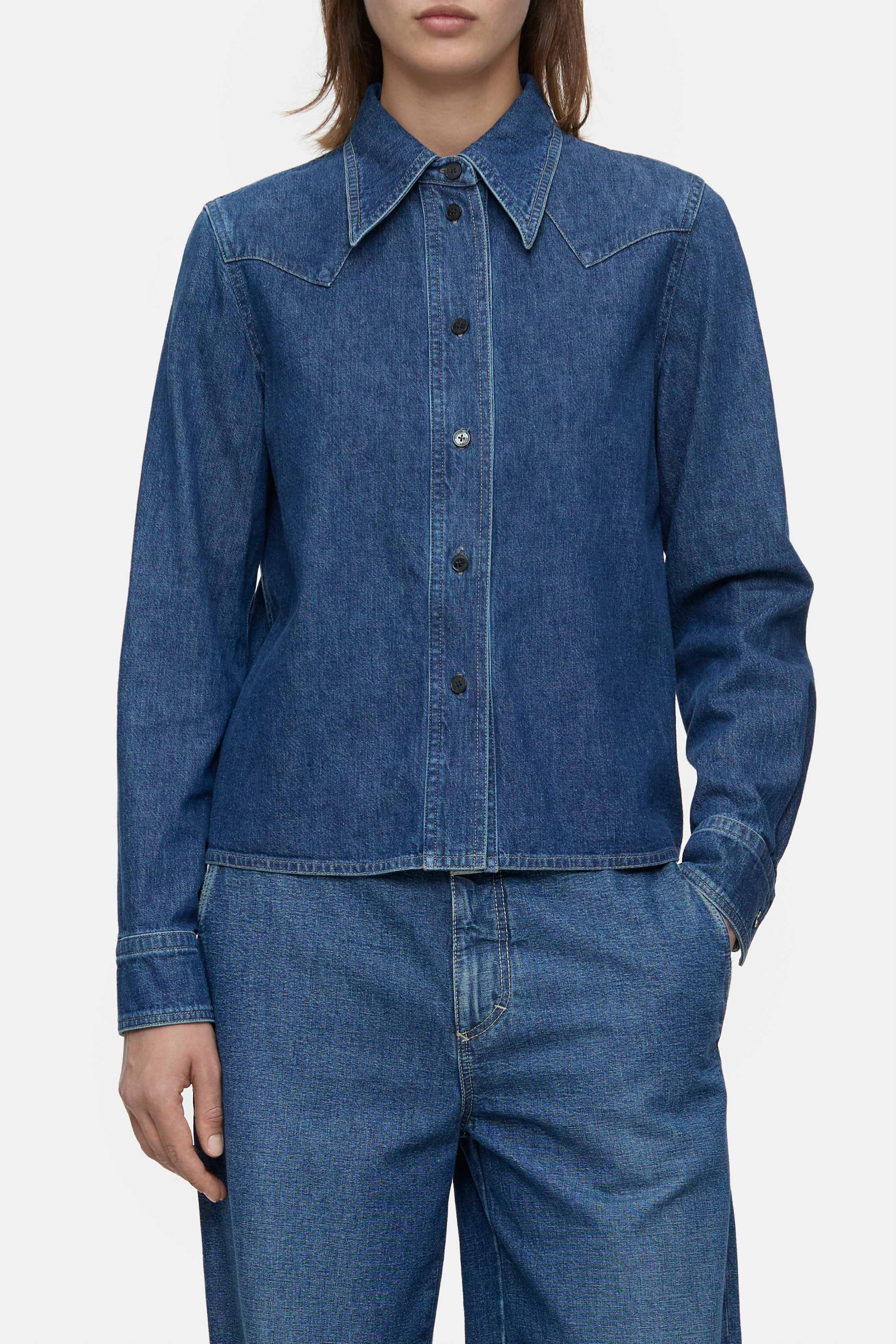 DENIM WESTERN SHIRT-Hemden & Blusen-Closed-XXS-MID BLUE-ARCHIVIST