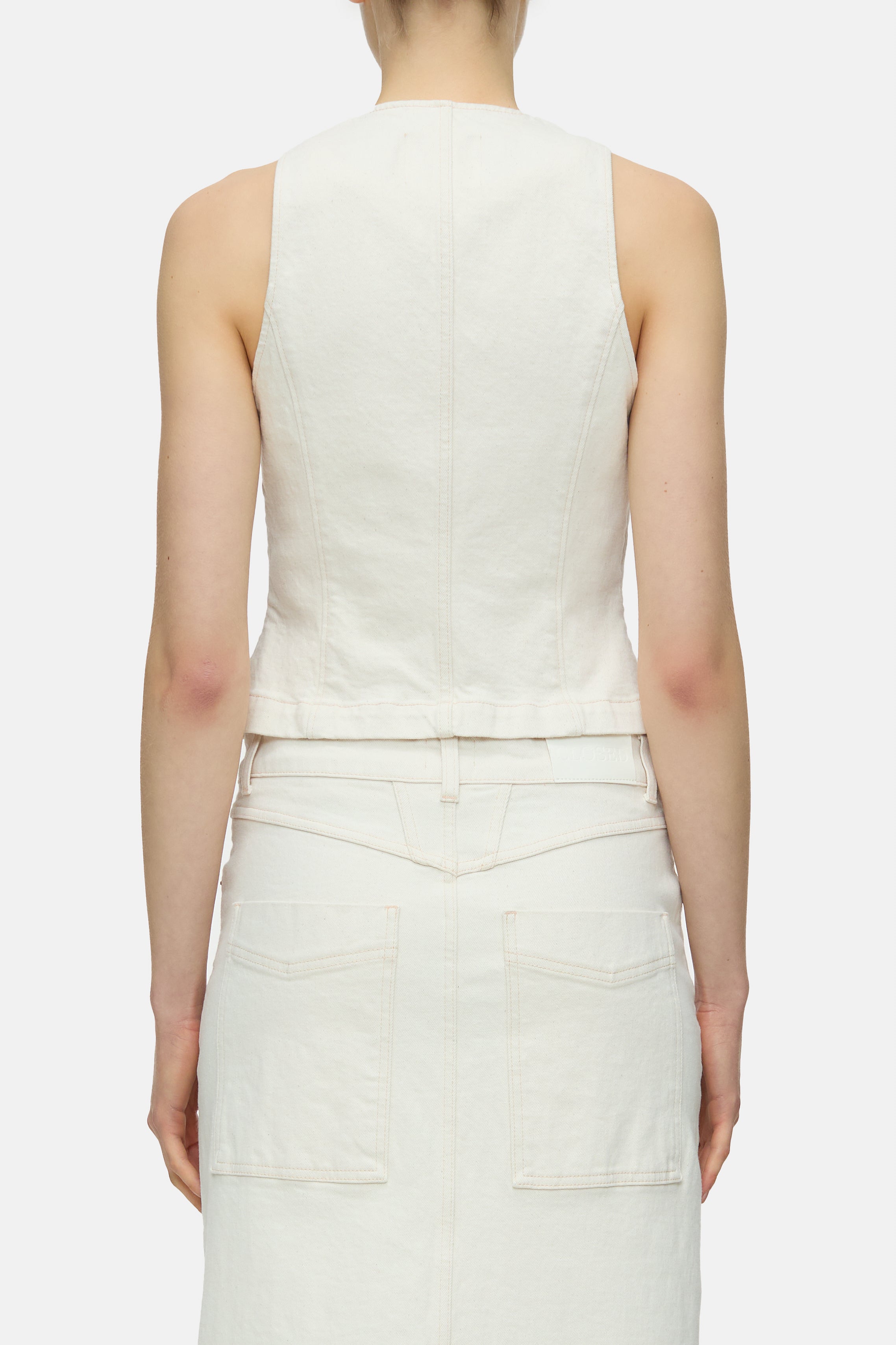 FITTED DENIM WAISTCOAT-Hemden & Blusen-Closed-ARCHIVIST